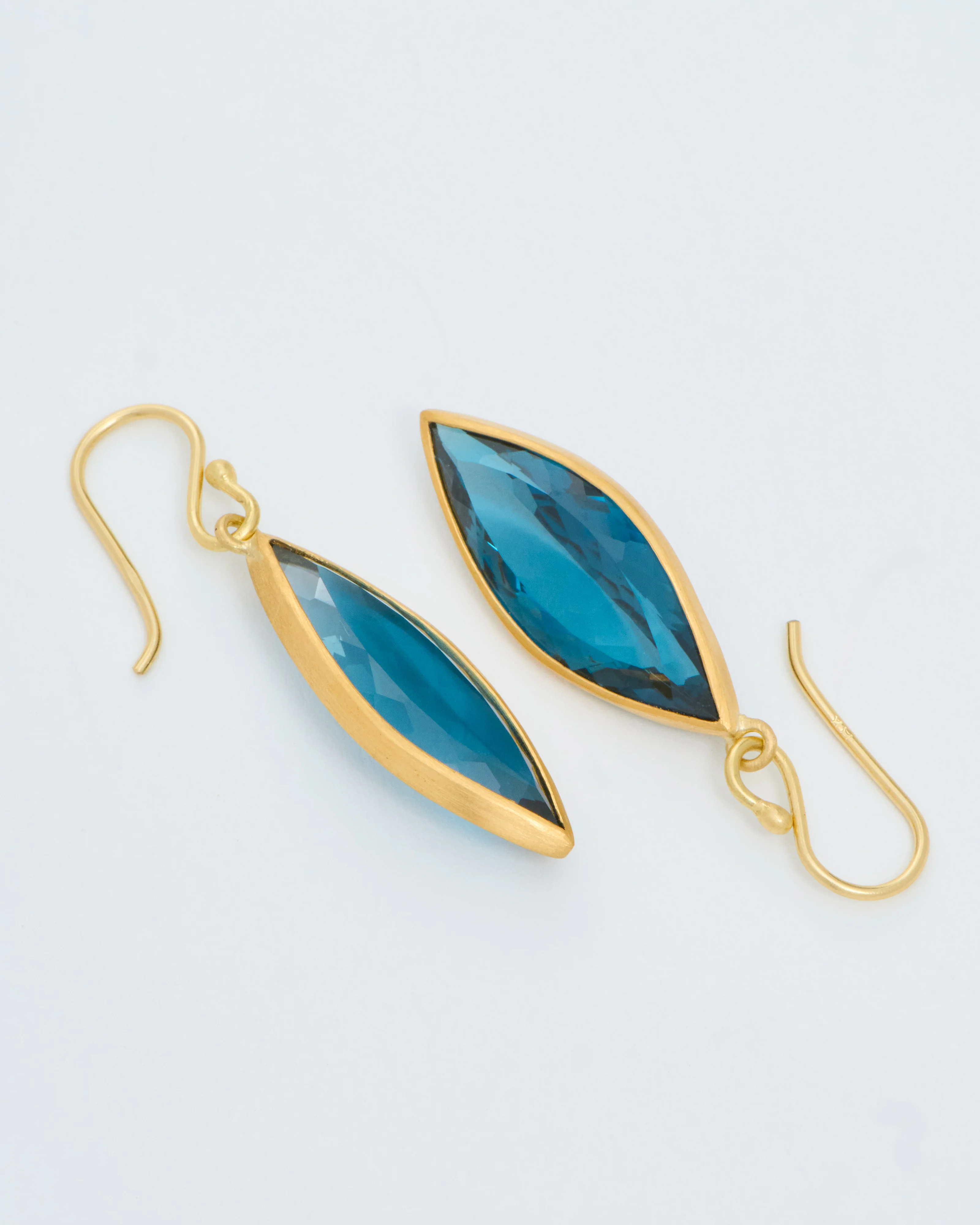 london blue topaz navette drop earrings - Image 5