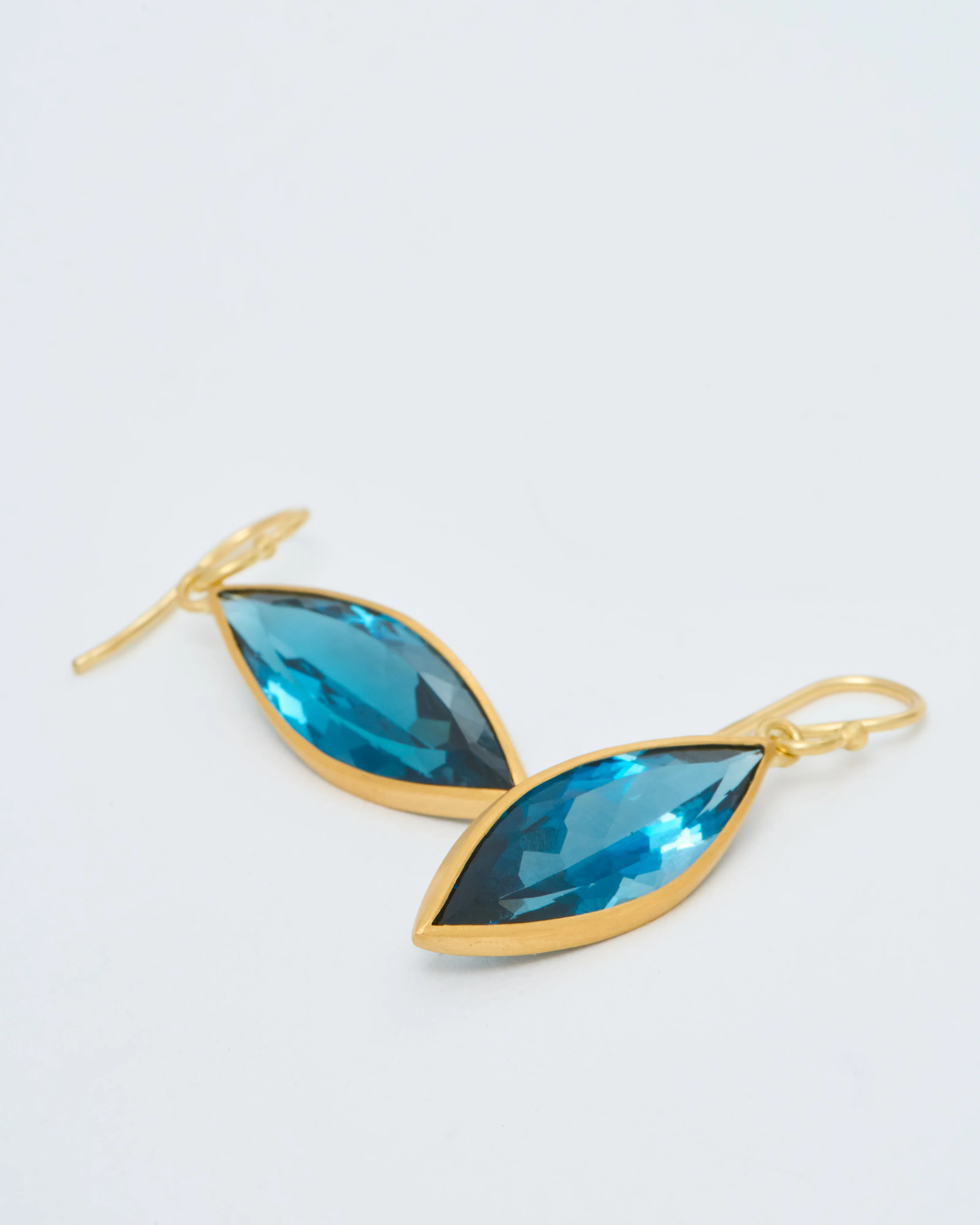 london blue topaz navette drop earrings - Image 6