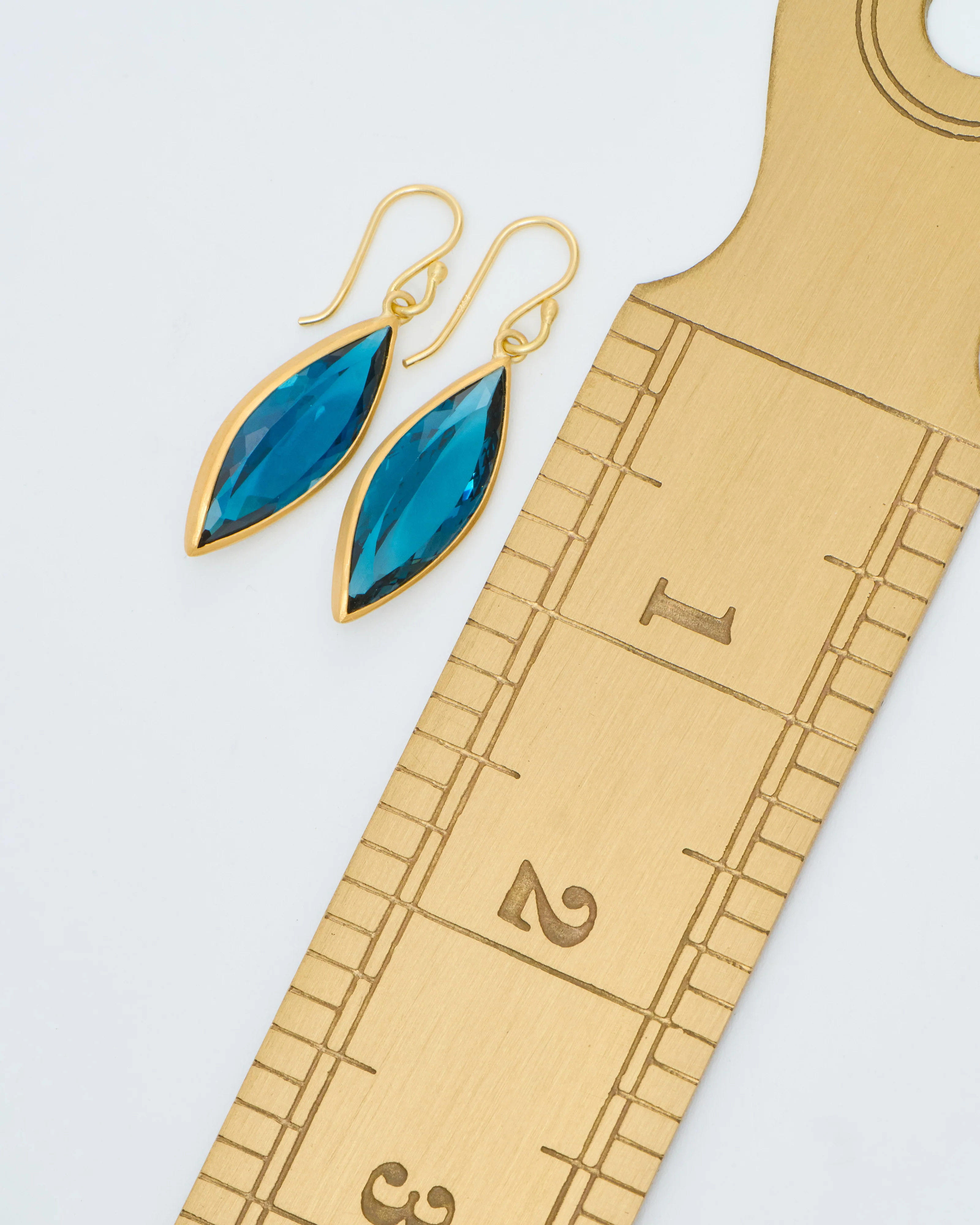 london blue topaz navette drop earrings - Image 7
