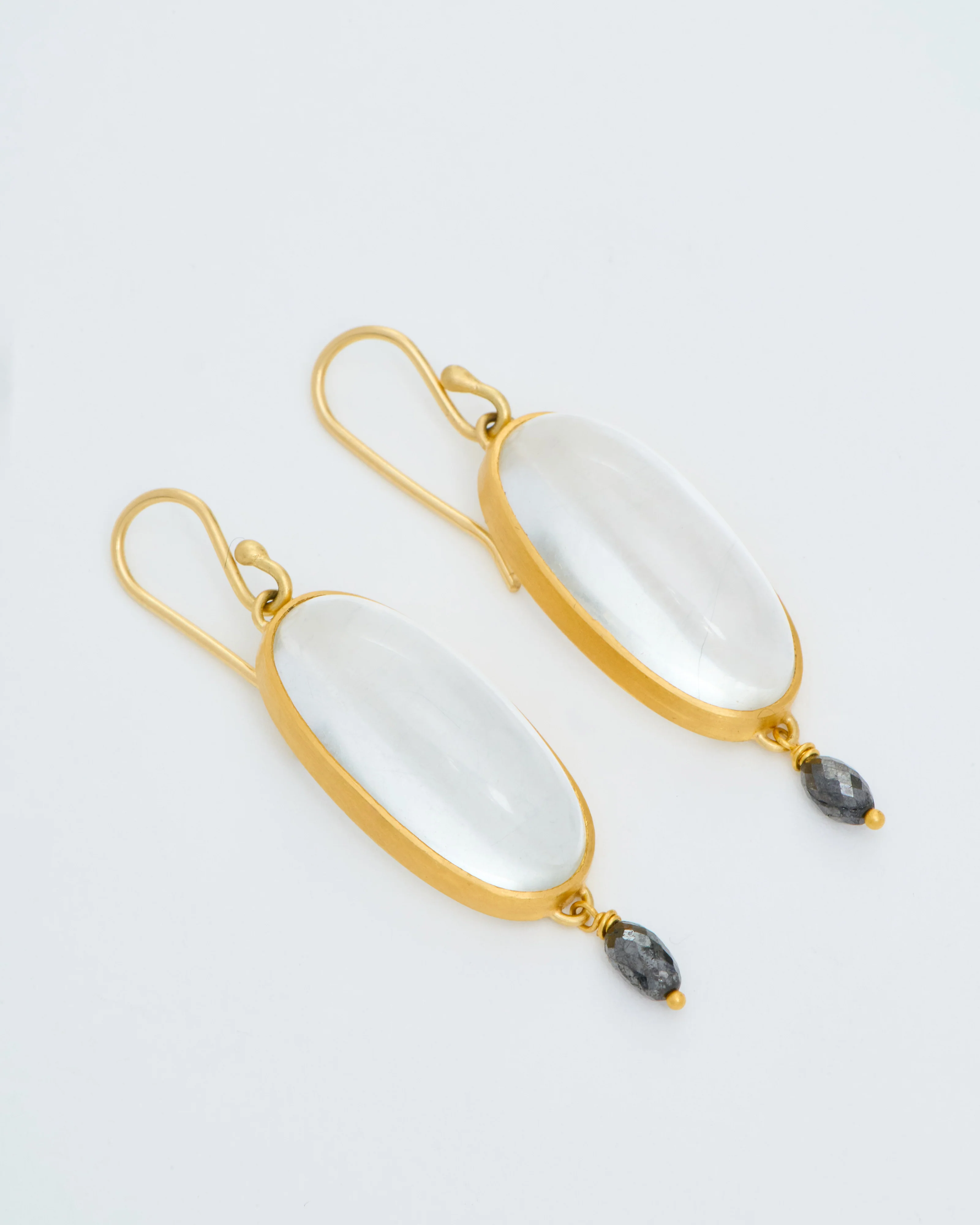 long oval quartz drop earrings - Image 2