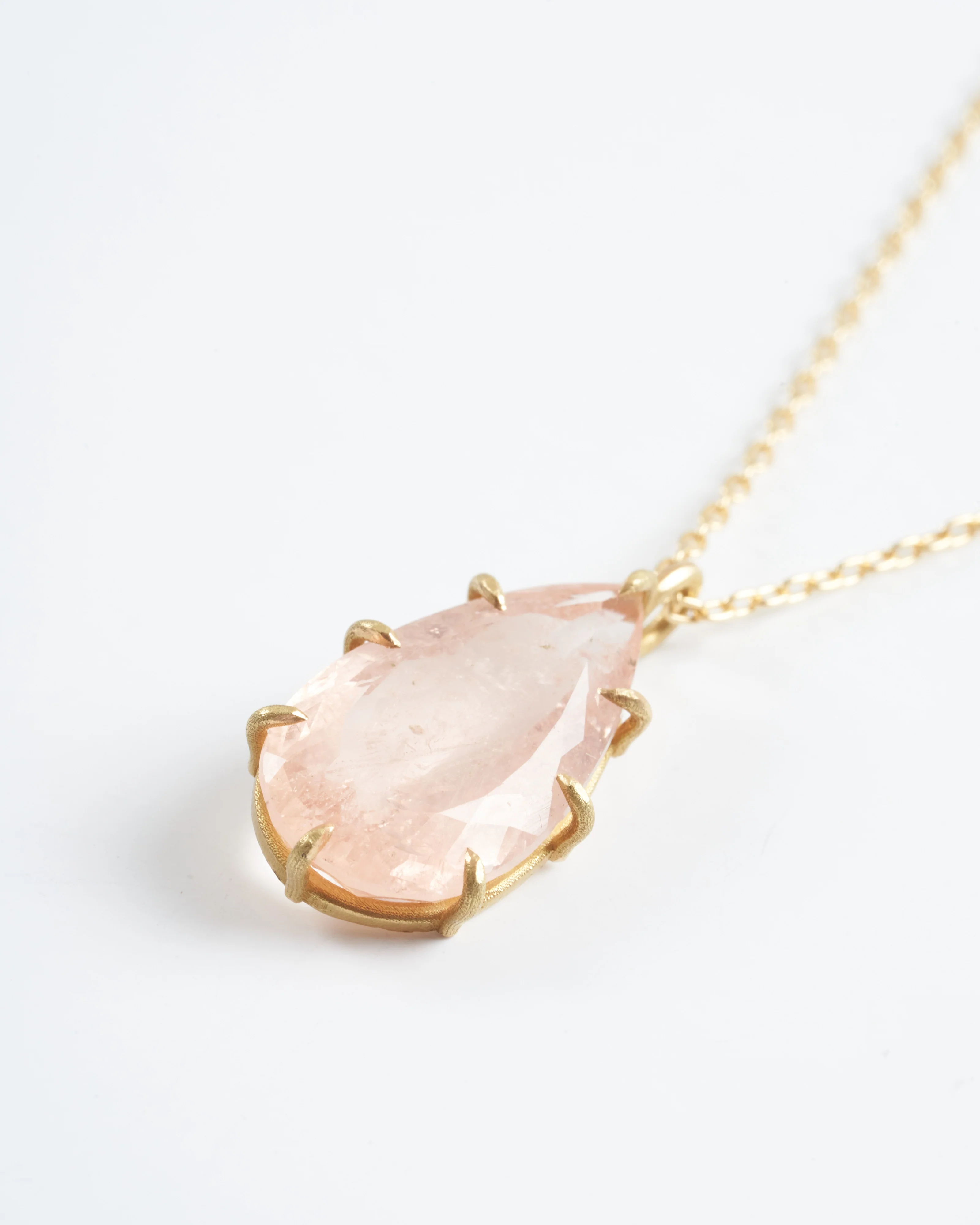 morganite teardrop gem set necklace - blush/peach - Image 2
