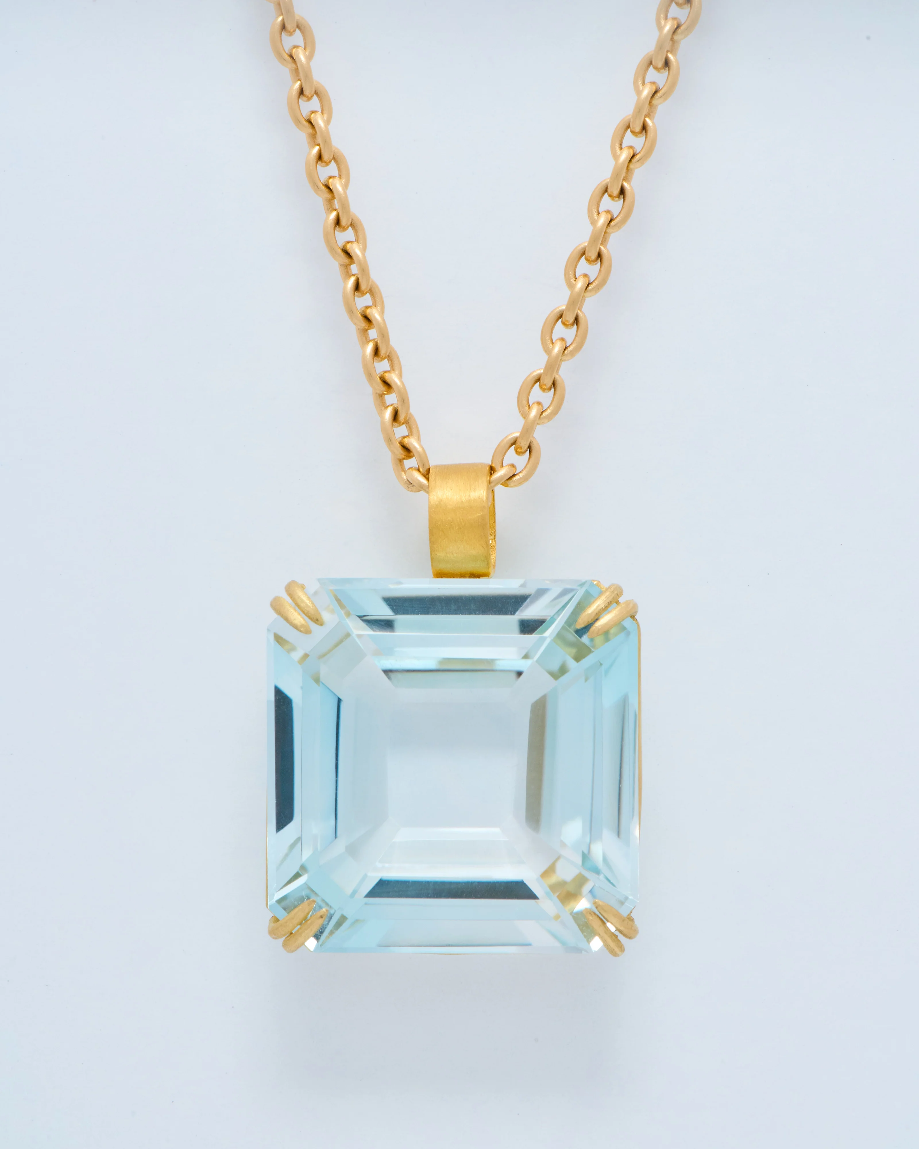 natural blue topaz cube pendant - Image 2