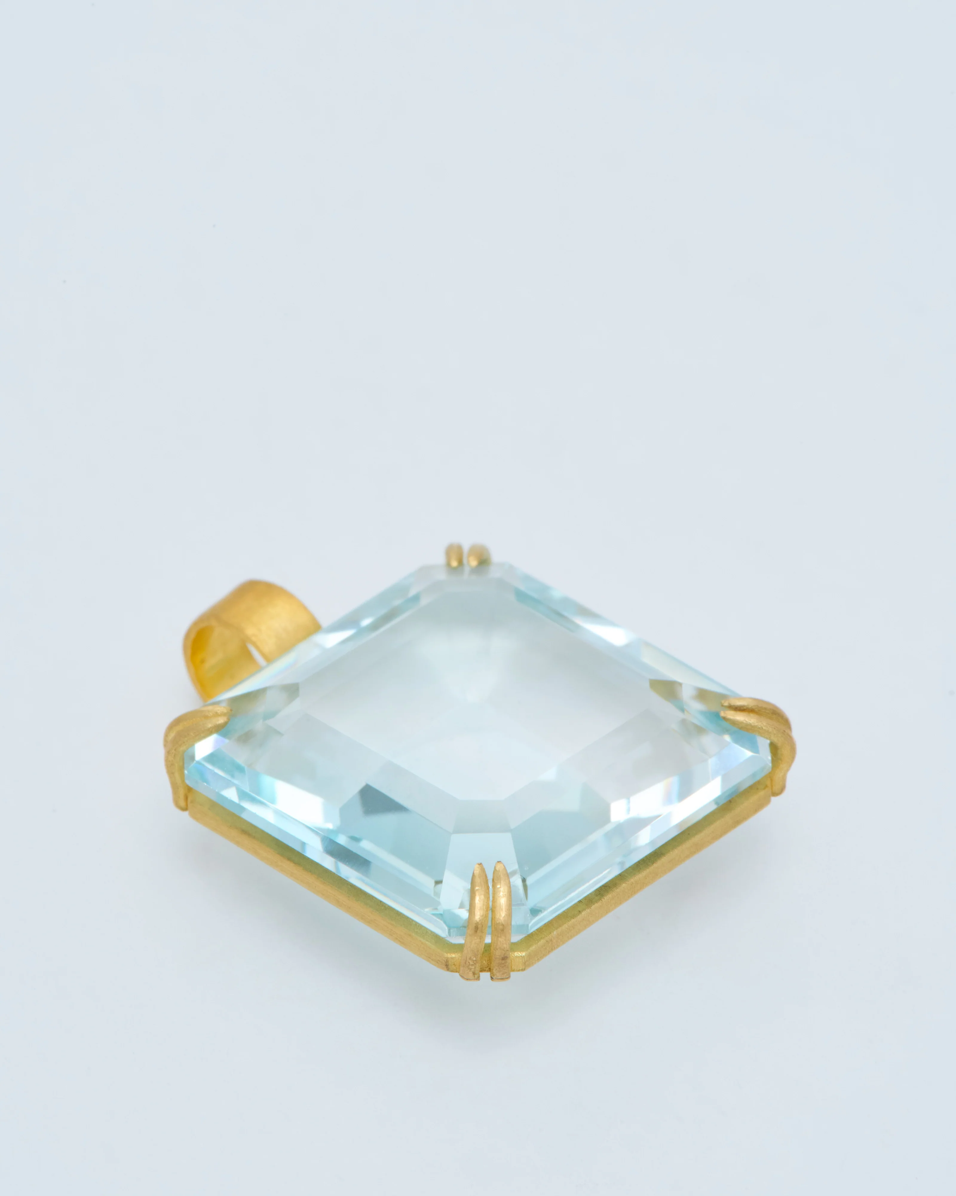 natural blue topaz cube pendant - Image 3