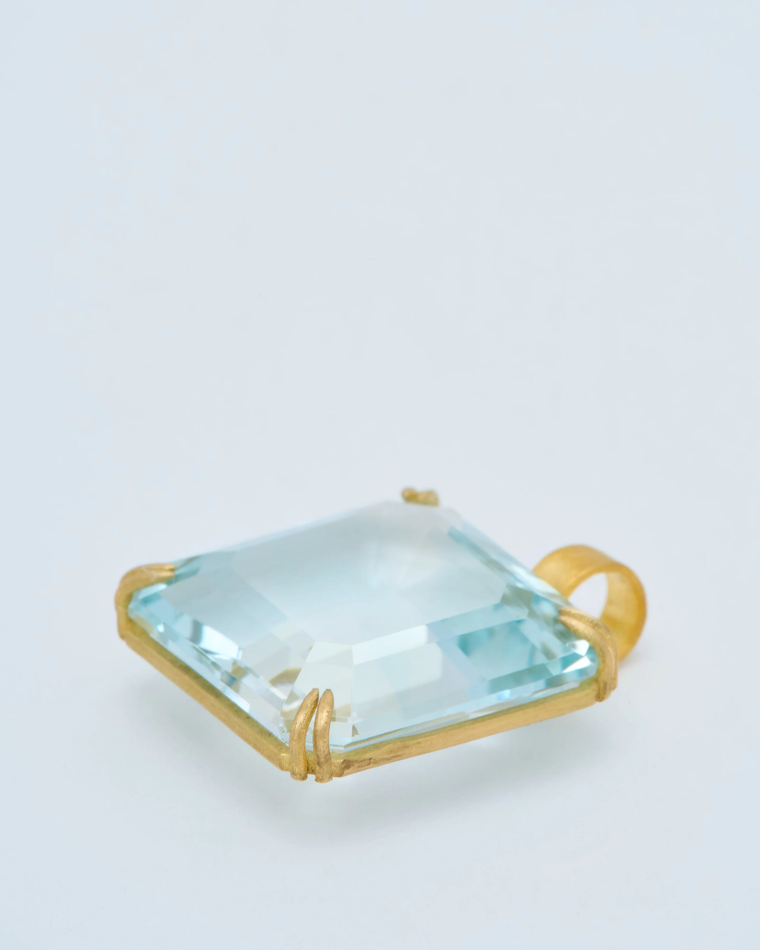natural blue topaz cube pendant - Image 4