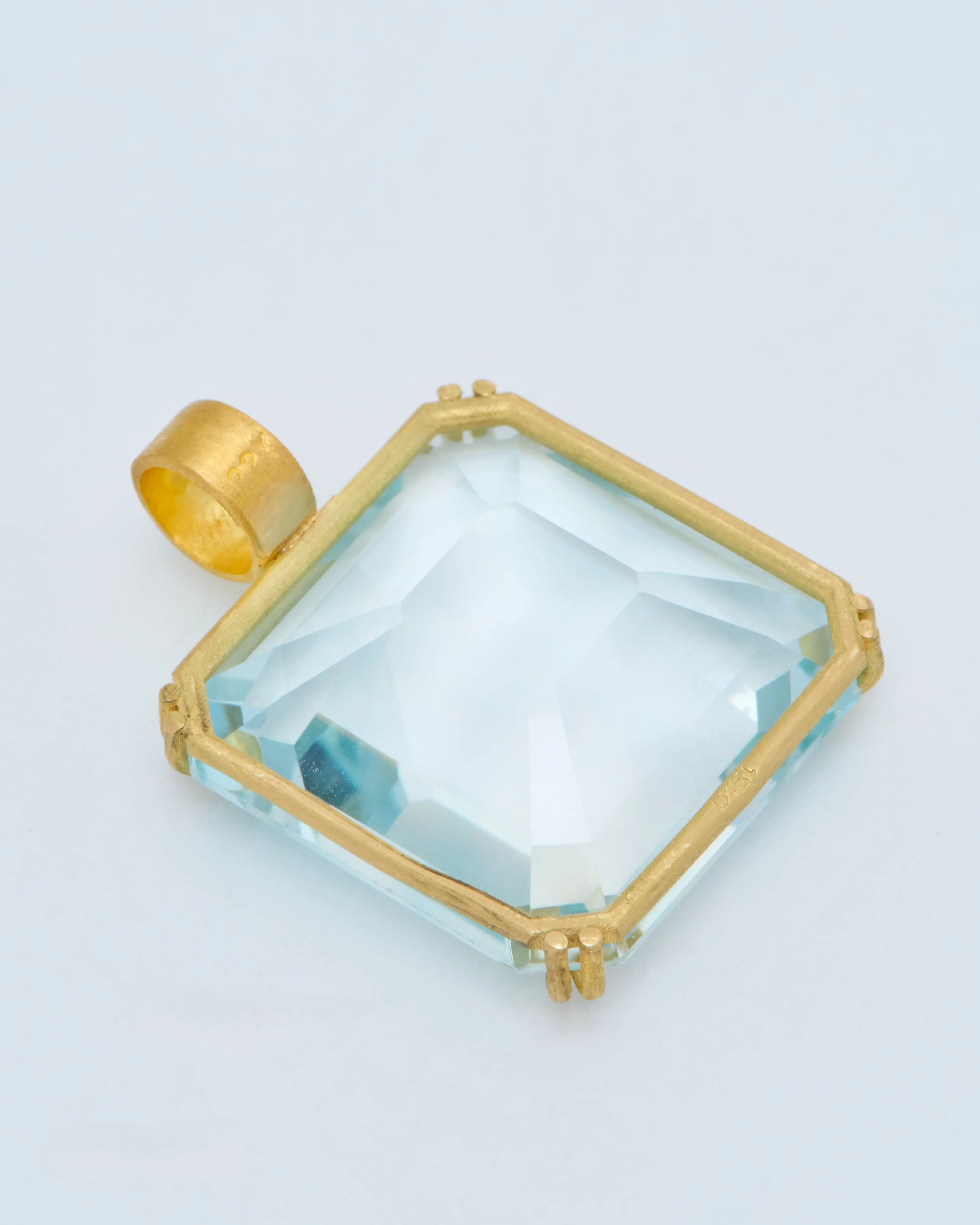 natural blue topaz cube pendant - Image 6