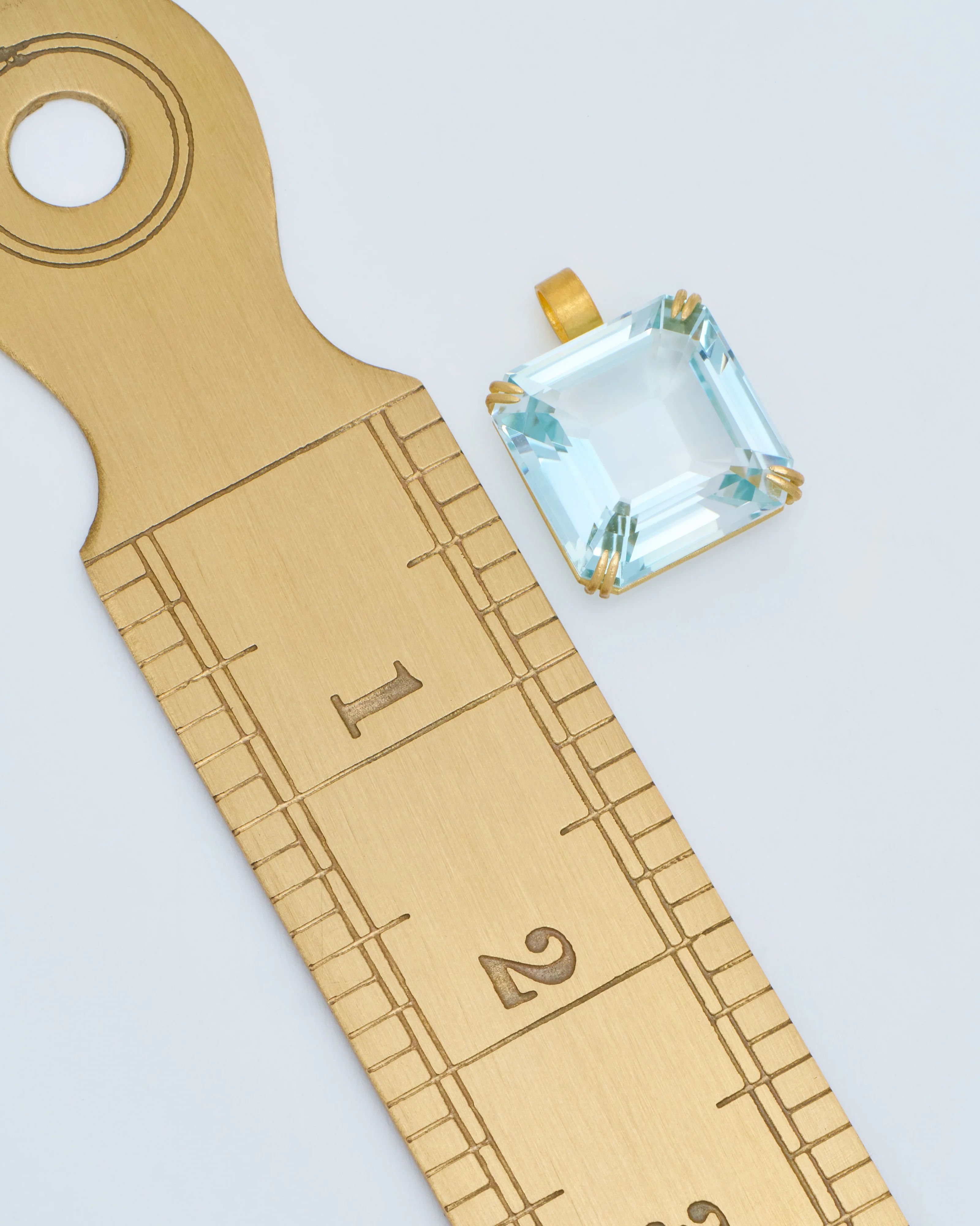 natural blue topaz cube pendant - Image 7
