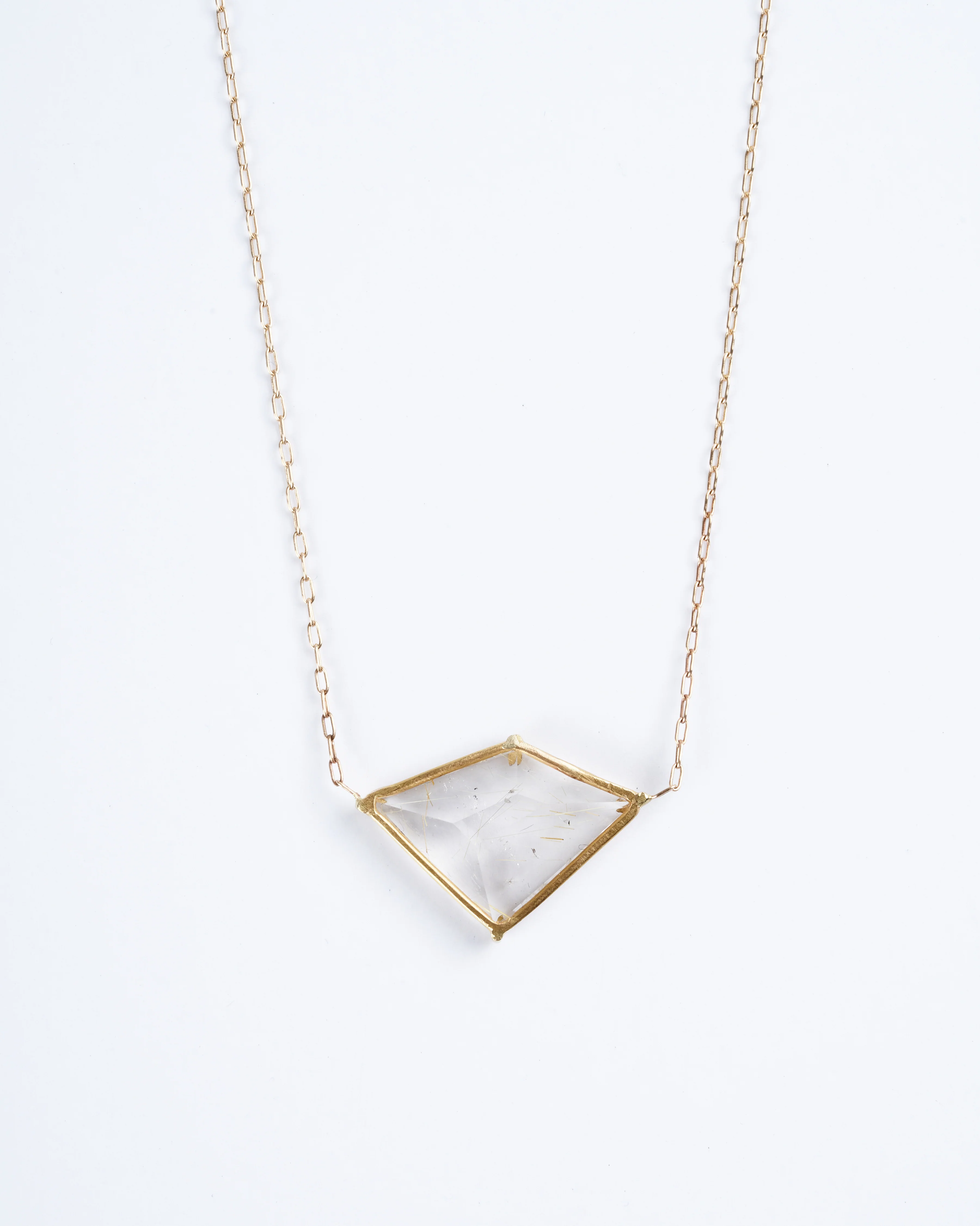 one of a kind rutilated quartz geometric necklace - Image 2