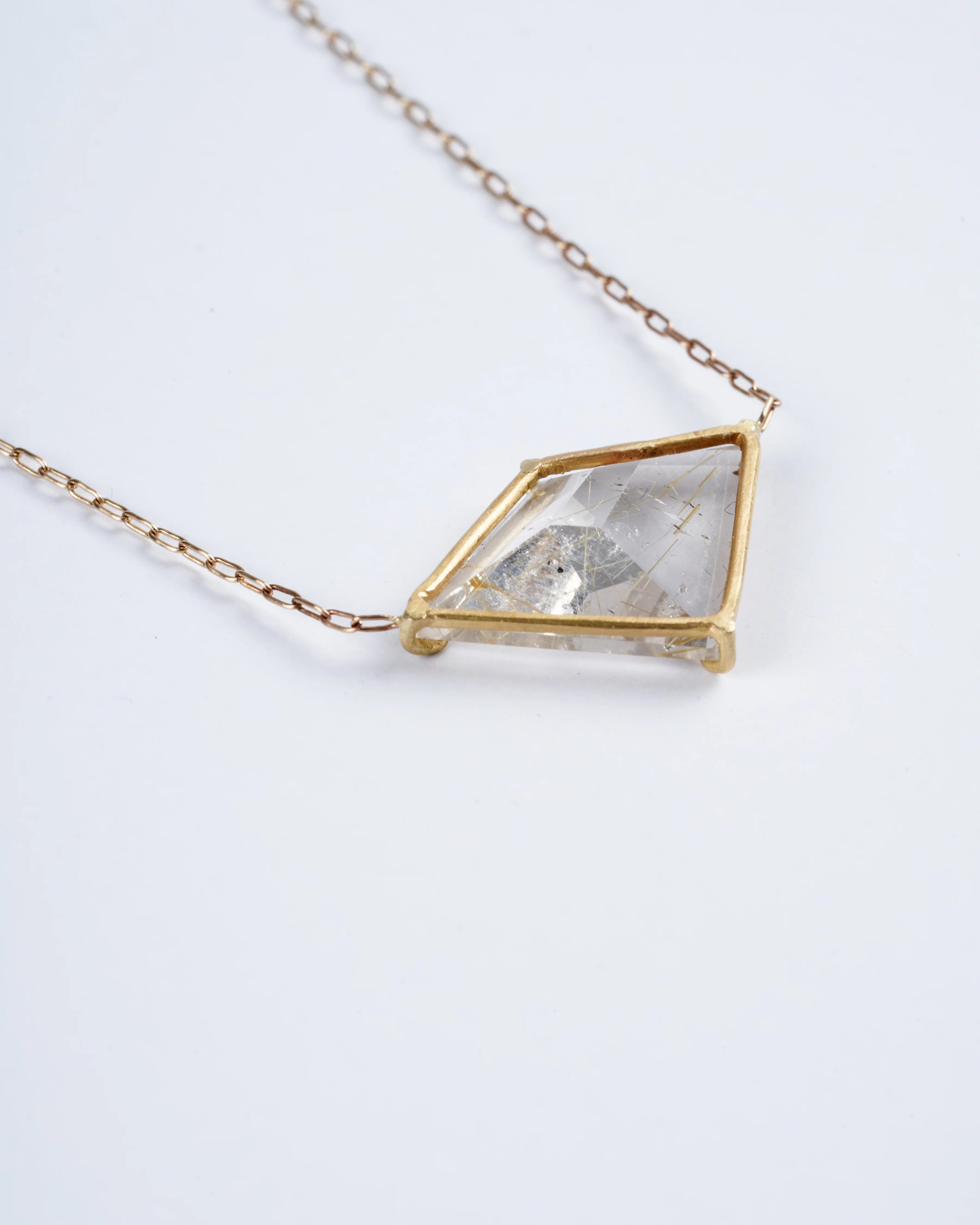one of a kind rutilated quartz geometric necklace - Image 3