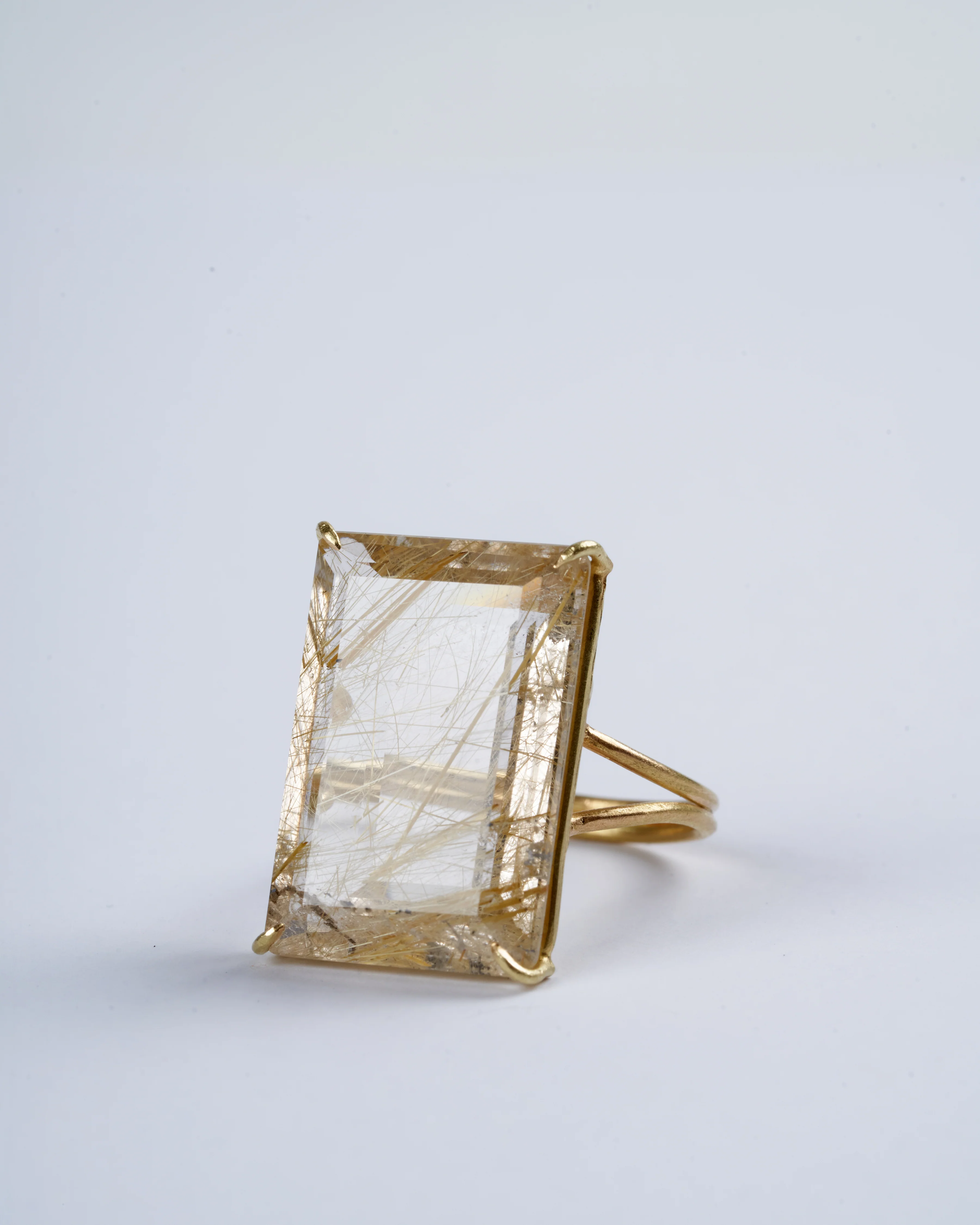 one of a kind rutile quartz cocktail ring