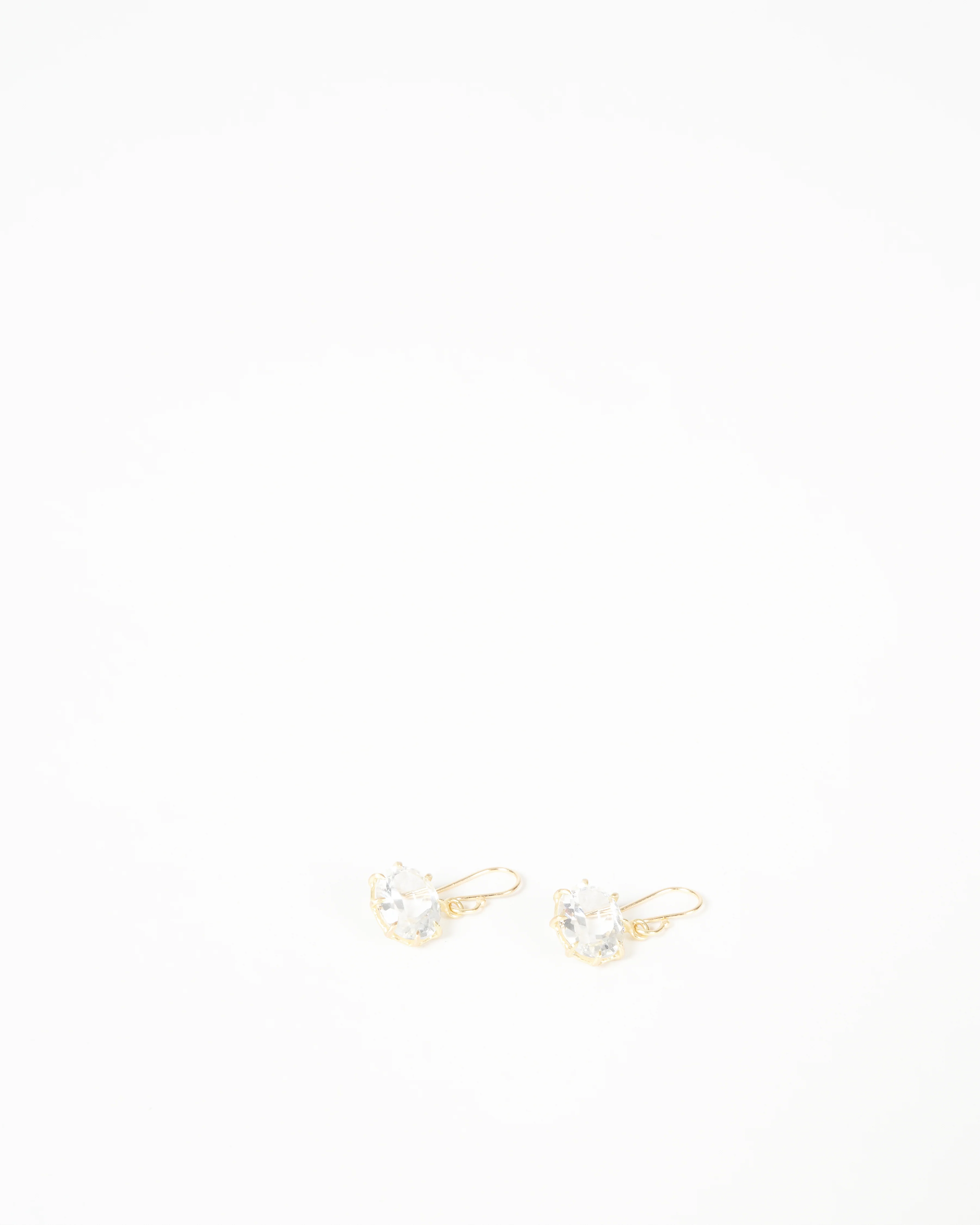 white topaz oval drop earrings - gold