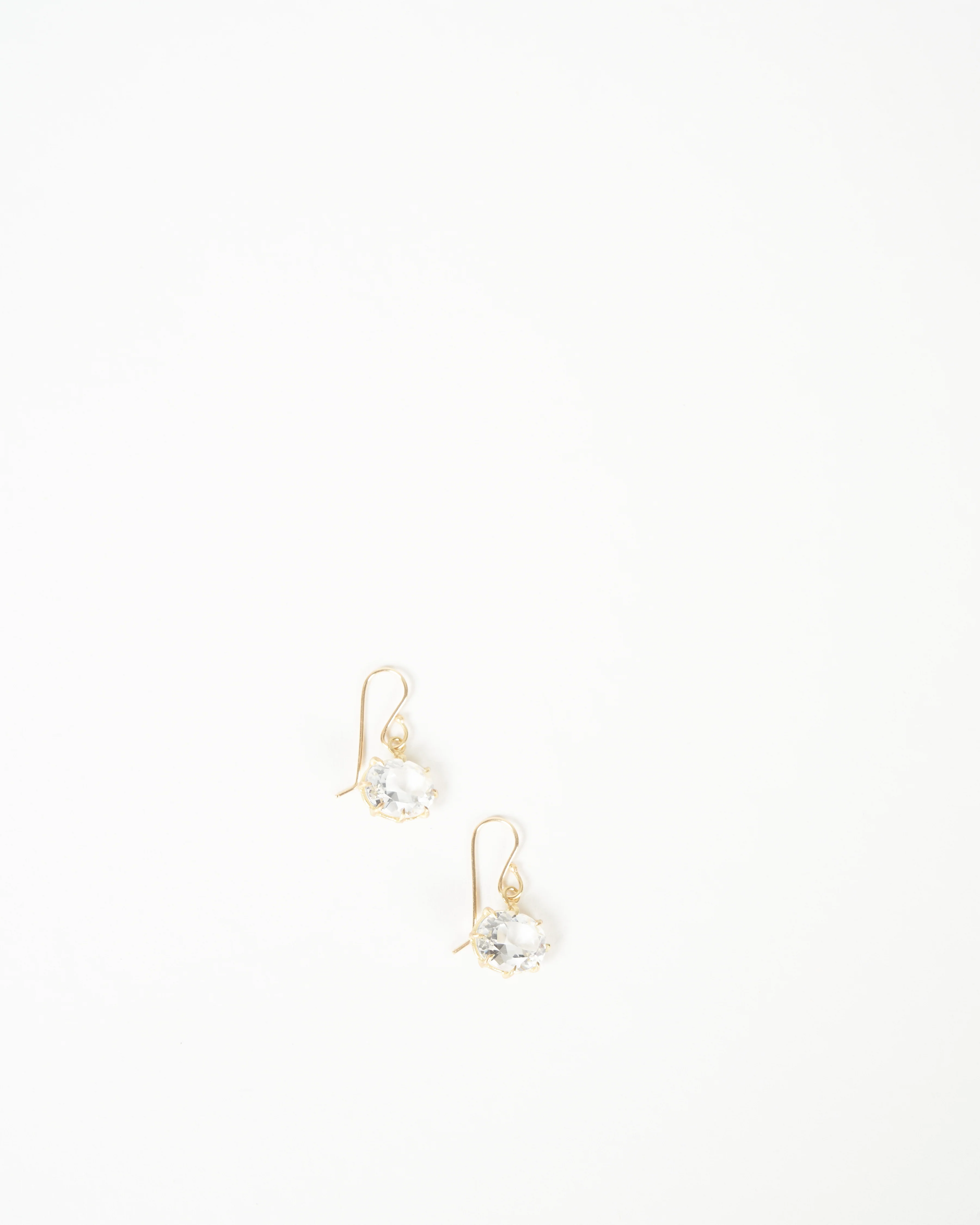 white topaz oval drop earrings - gold - Image 2