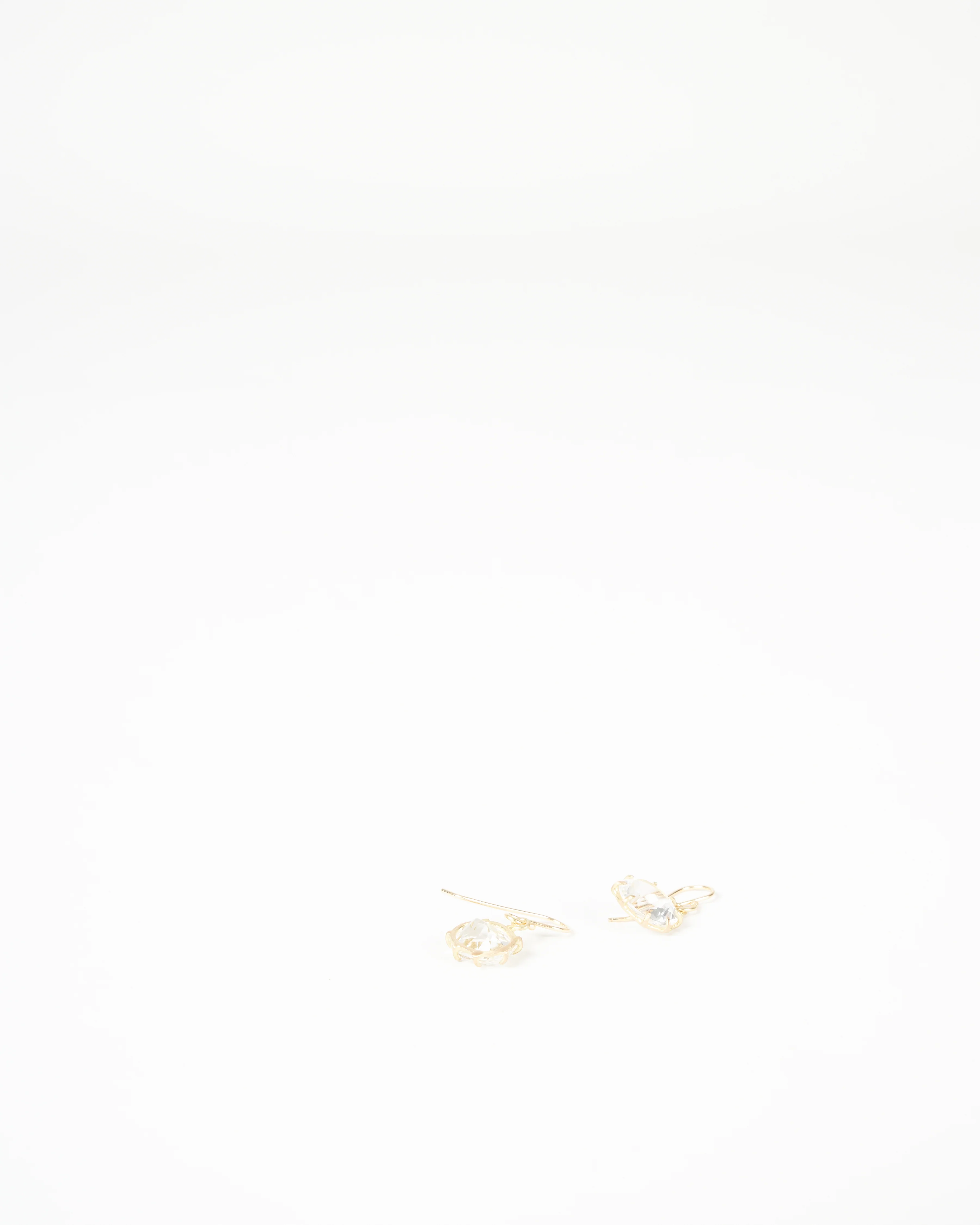 white topaz oval drop earrings - gold - Image 3