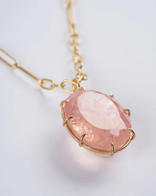peach morganite oval pendant necklace - Image 2