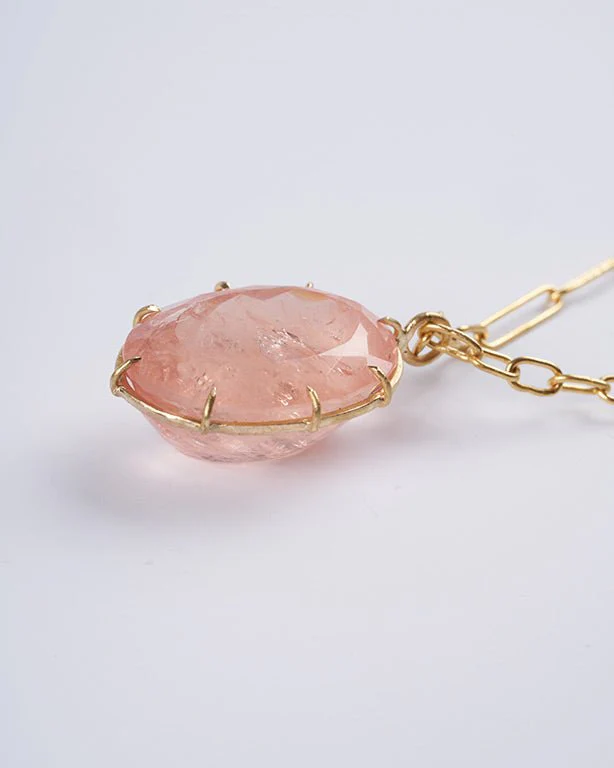 peach morganite oval pendant necklace - Image 3