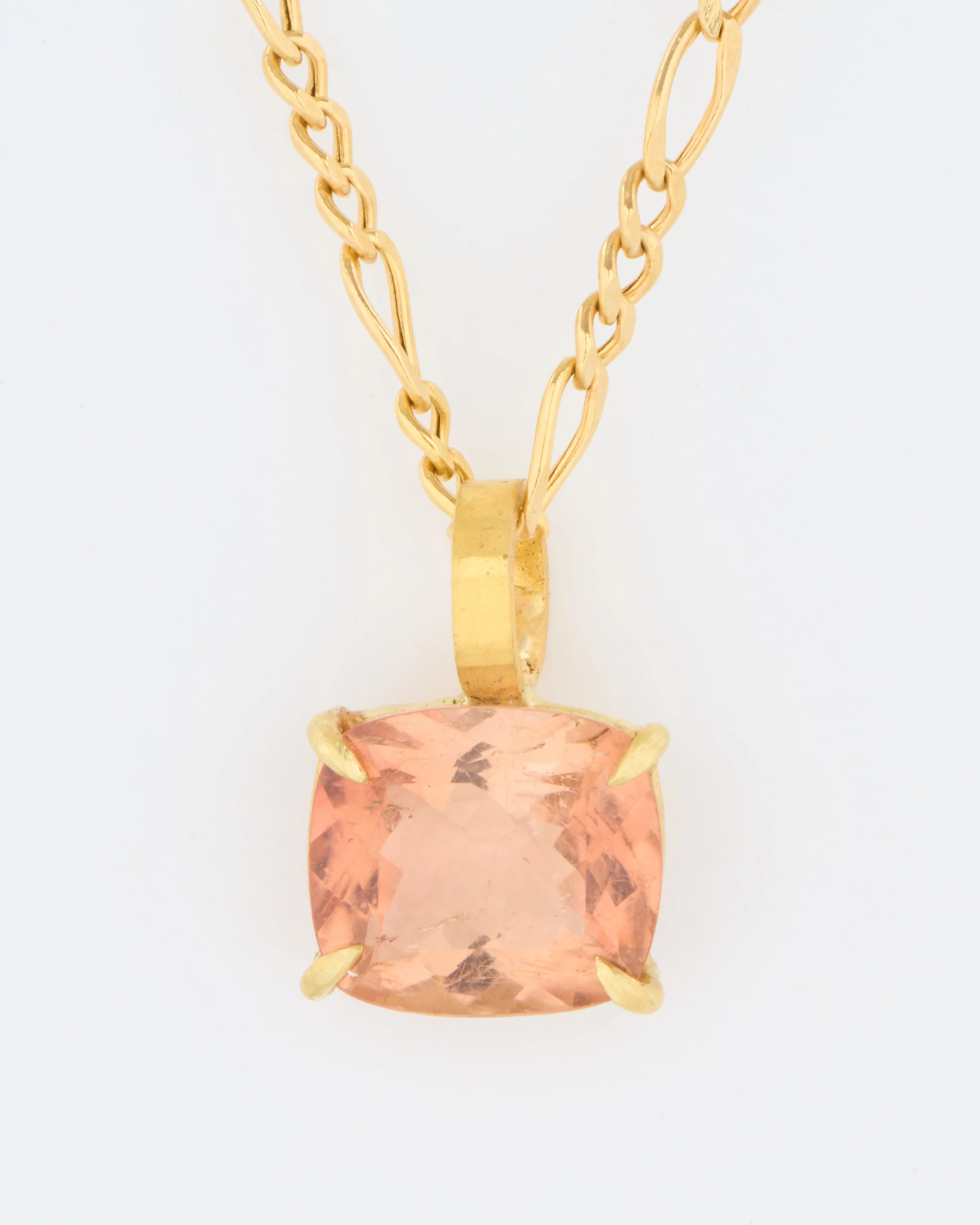 peach tourmaline cushion cut pendant - Image 2
