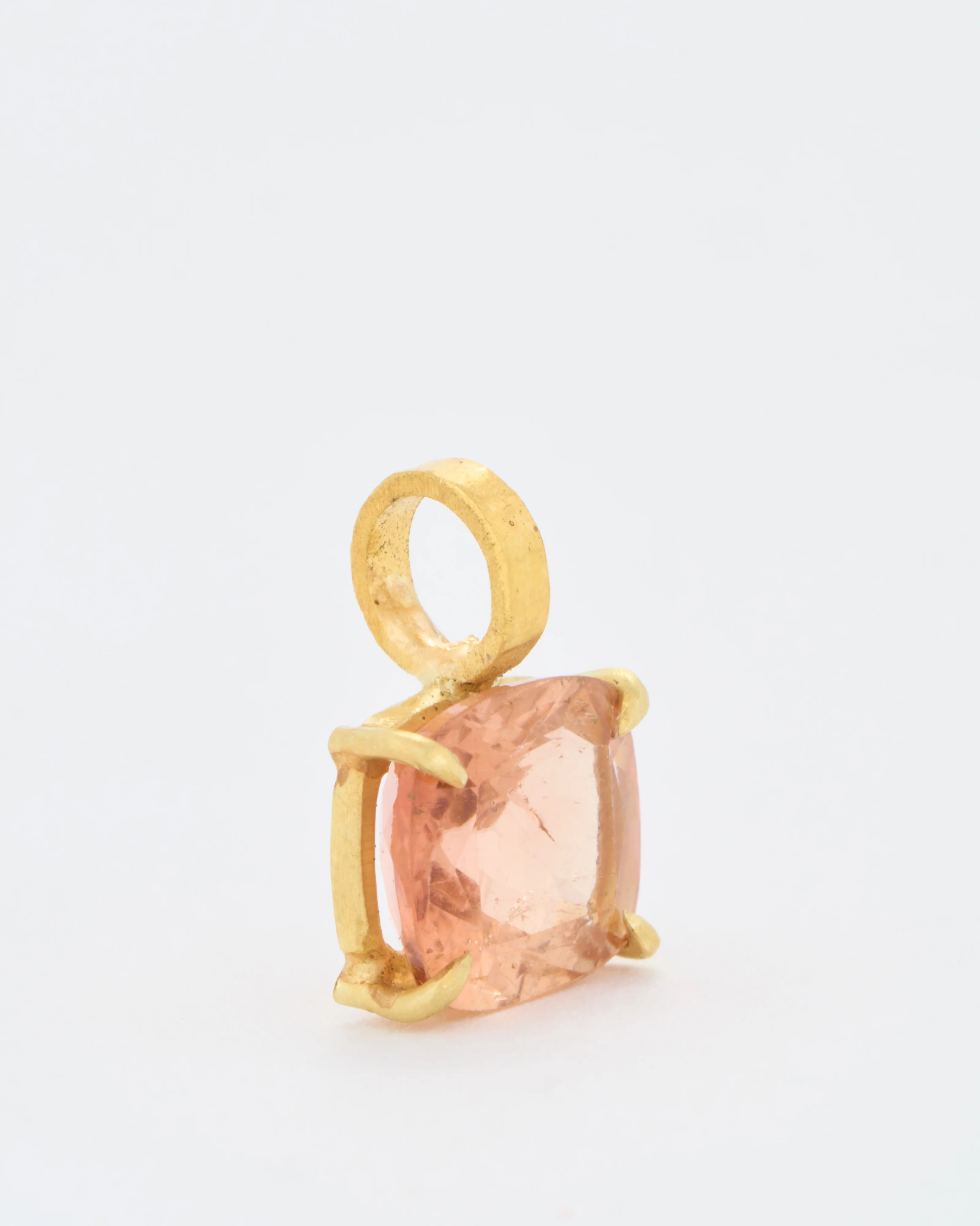 peach tourmaline cushion cut pendant - Image 3