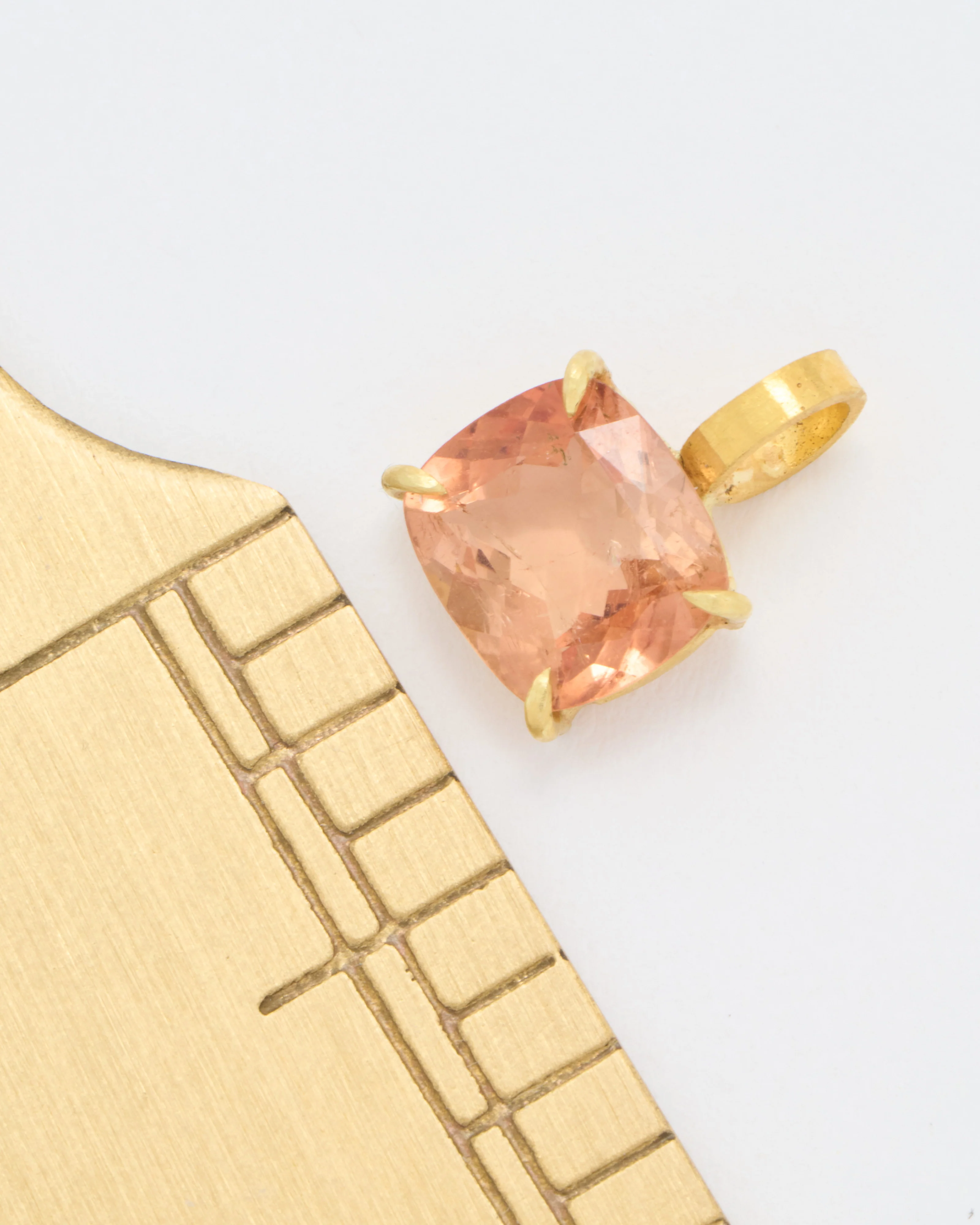 peach tourmaline cushion cut pendant - Image 6