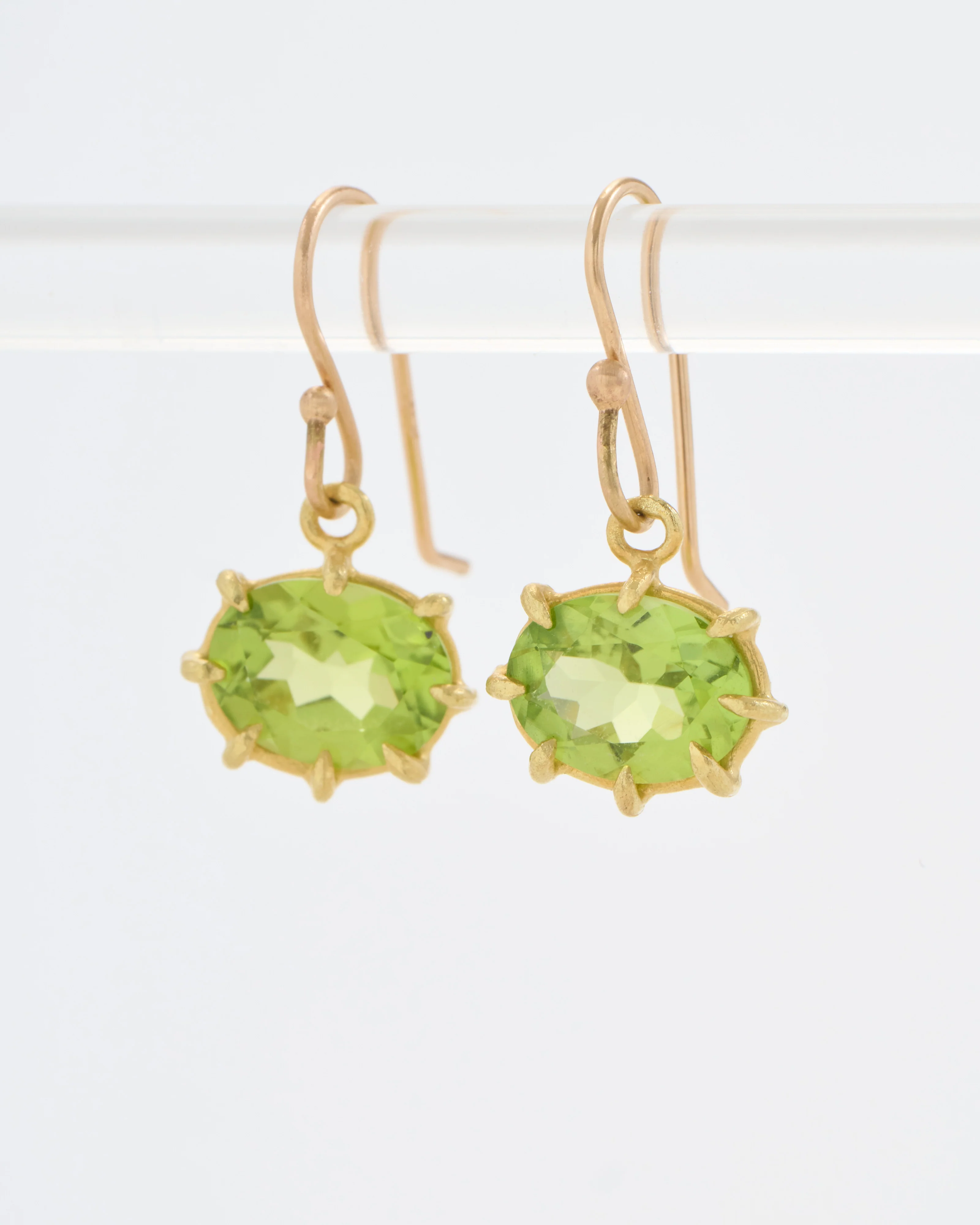peridot mini faceted oval drop earrings - Image 3