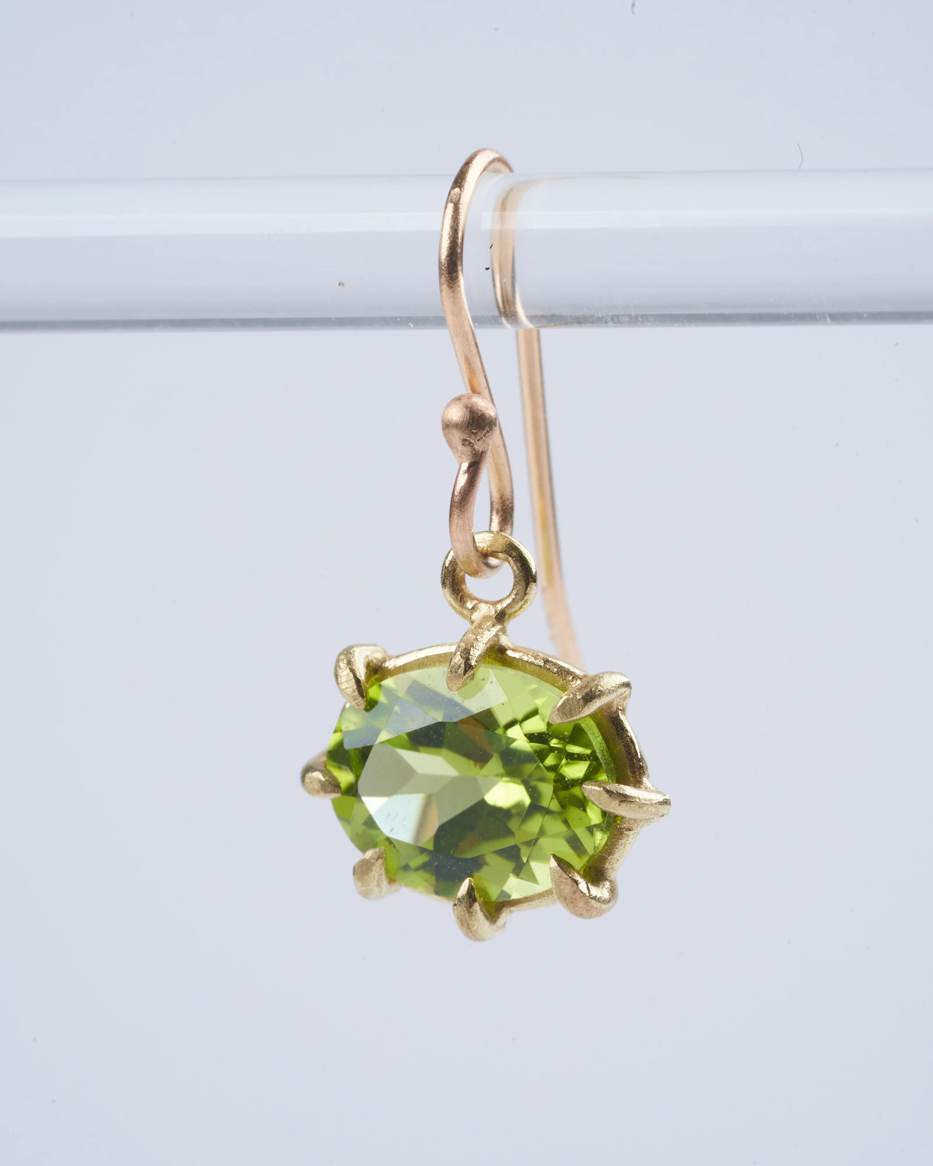 peridot mini faceted oval gem drop earrings- gold - Image 4