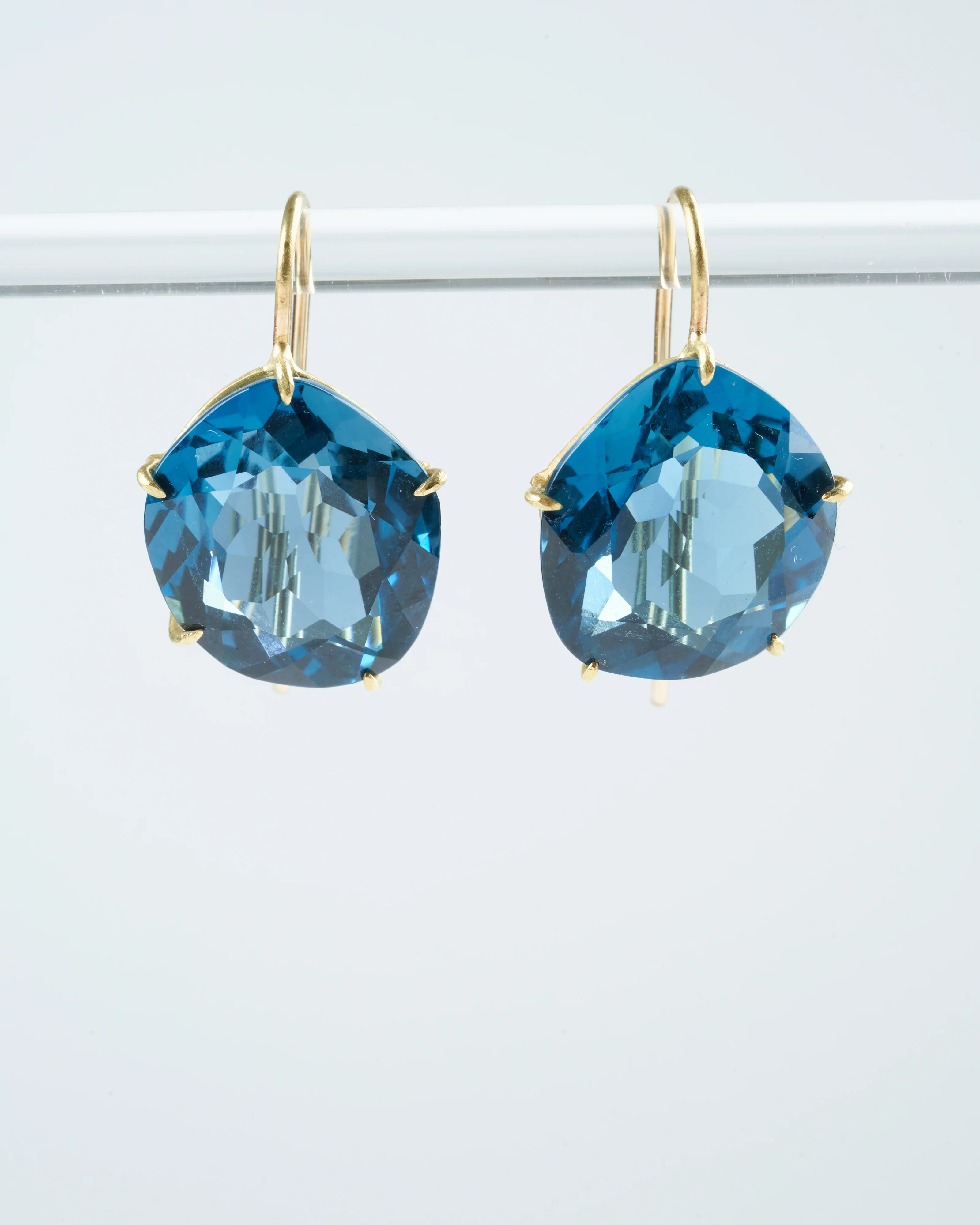 london blue topaz petal earring - blue/ gold - Image 2