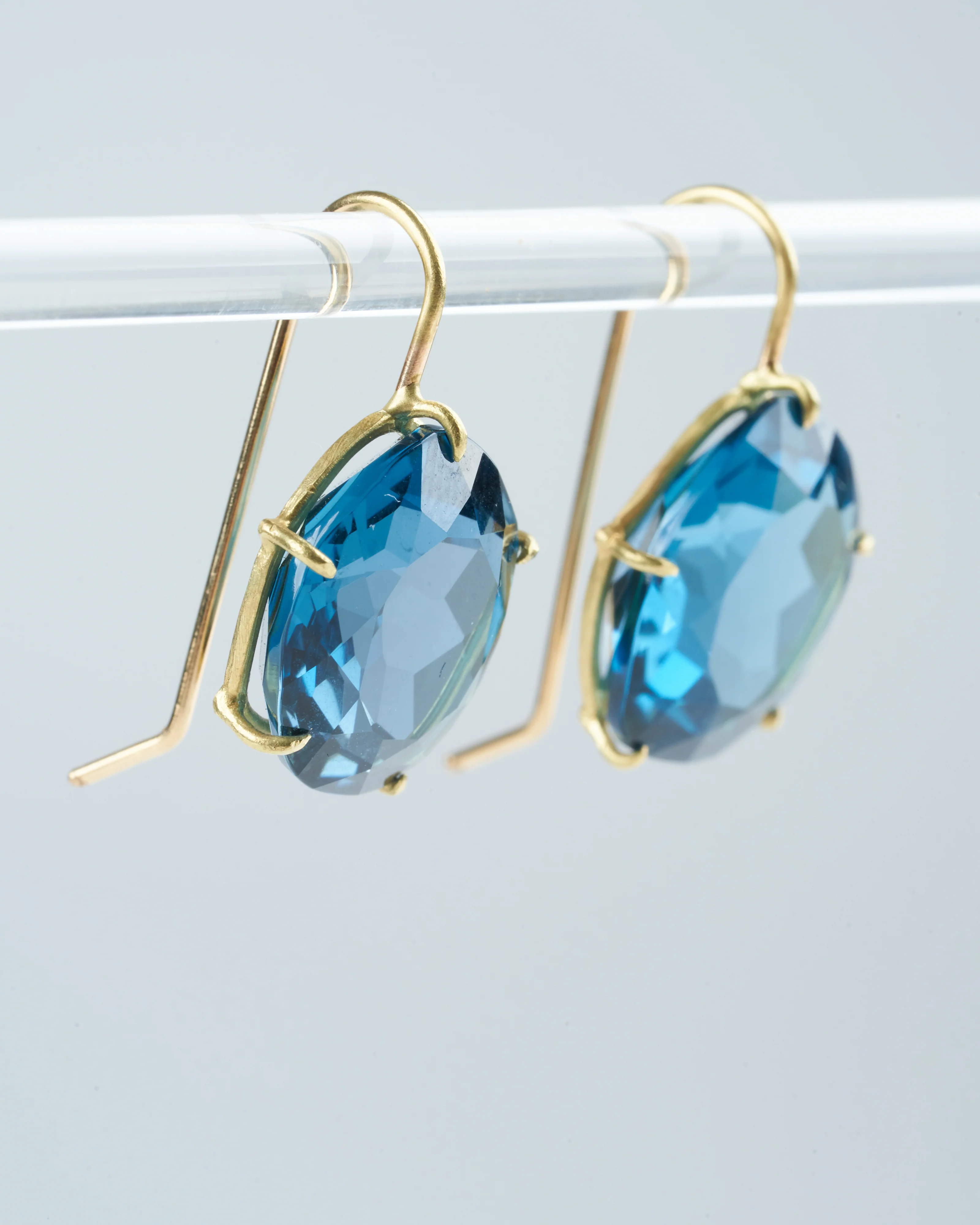 london blue topaz petal earring - blue/ gold - Image 3