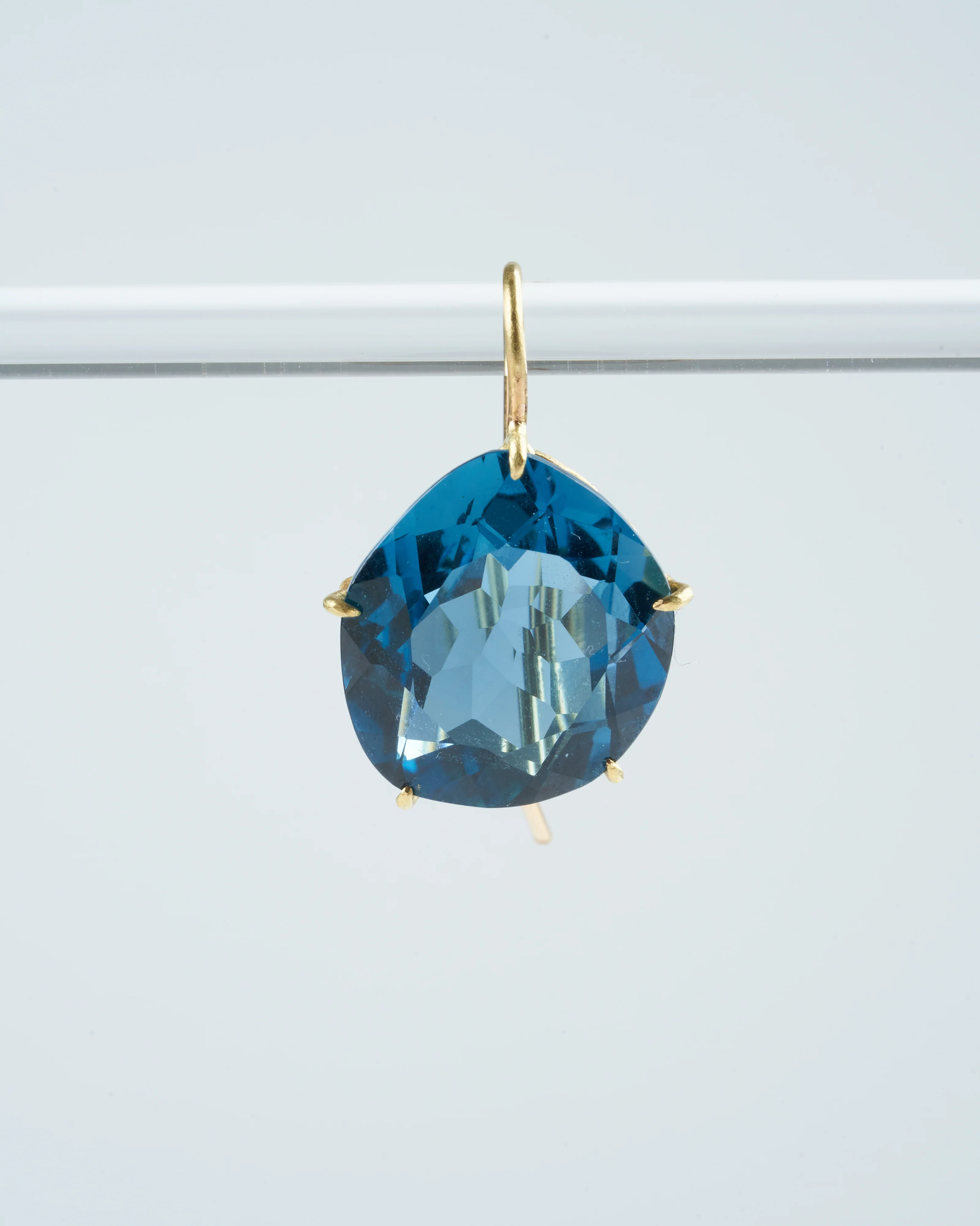 london blue topaz petal earring - blue/ gold - Image 4