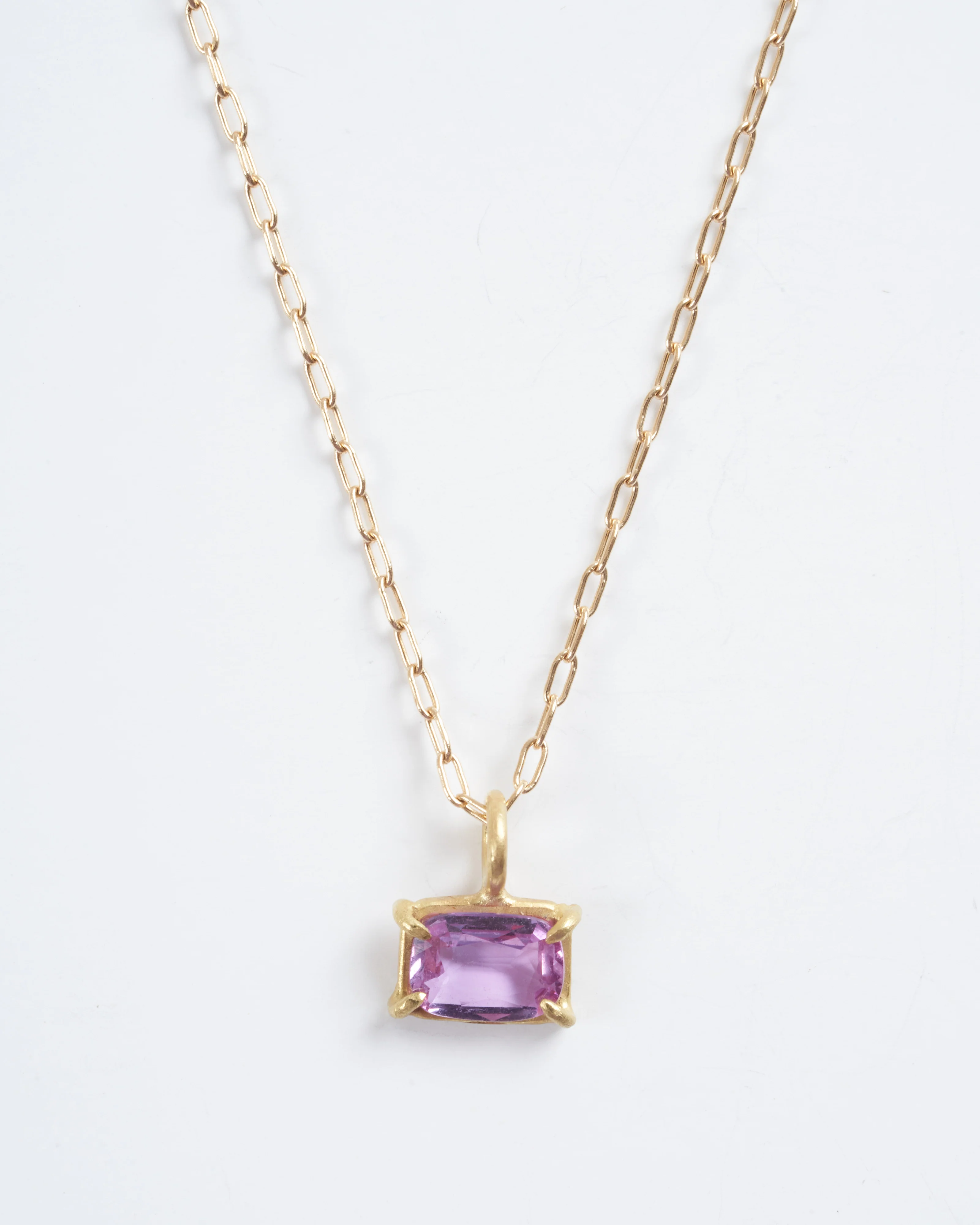 pink sapphire mini gem necklace - pink