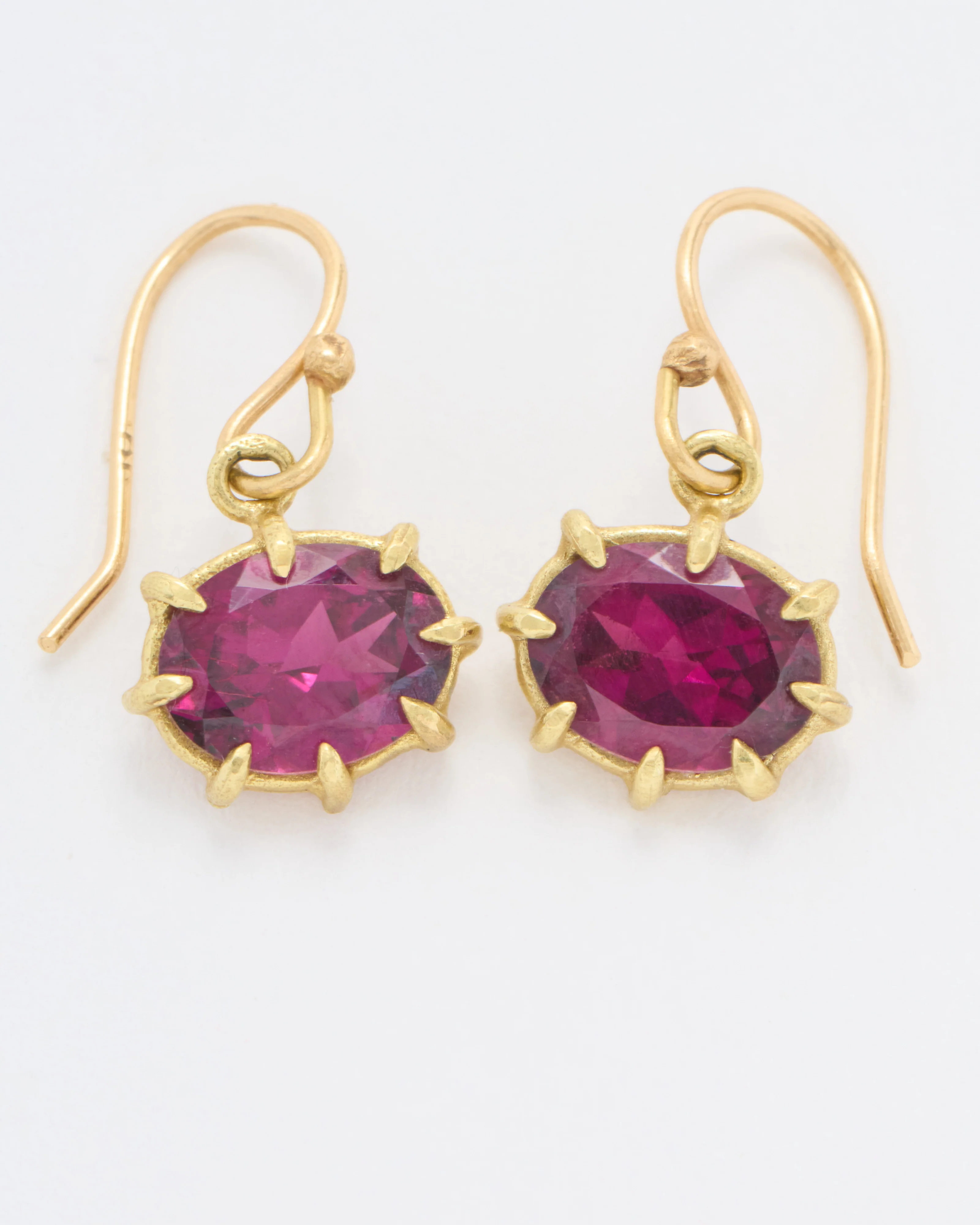 rhodolite garnet mini faceted oval drop earrings - Image 4