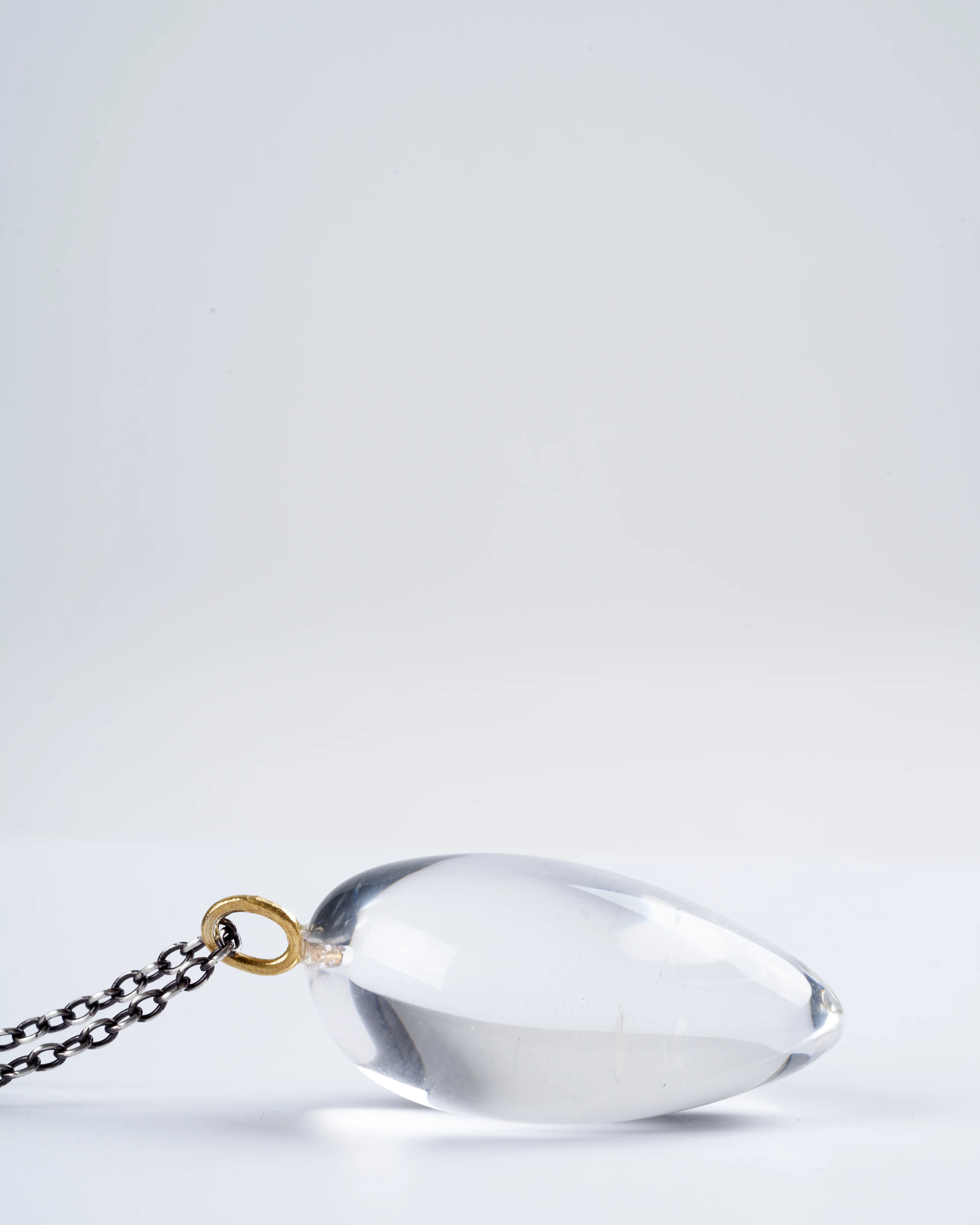 rock crystal pod freeform, with 22k bale oxidized silver chain - silver - Image 4