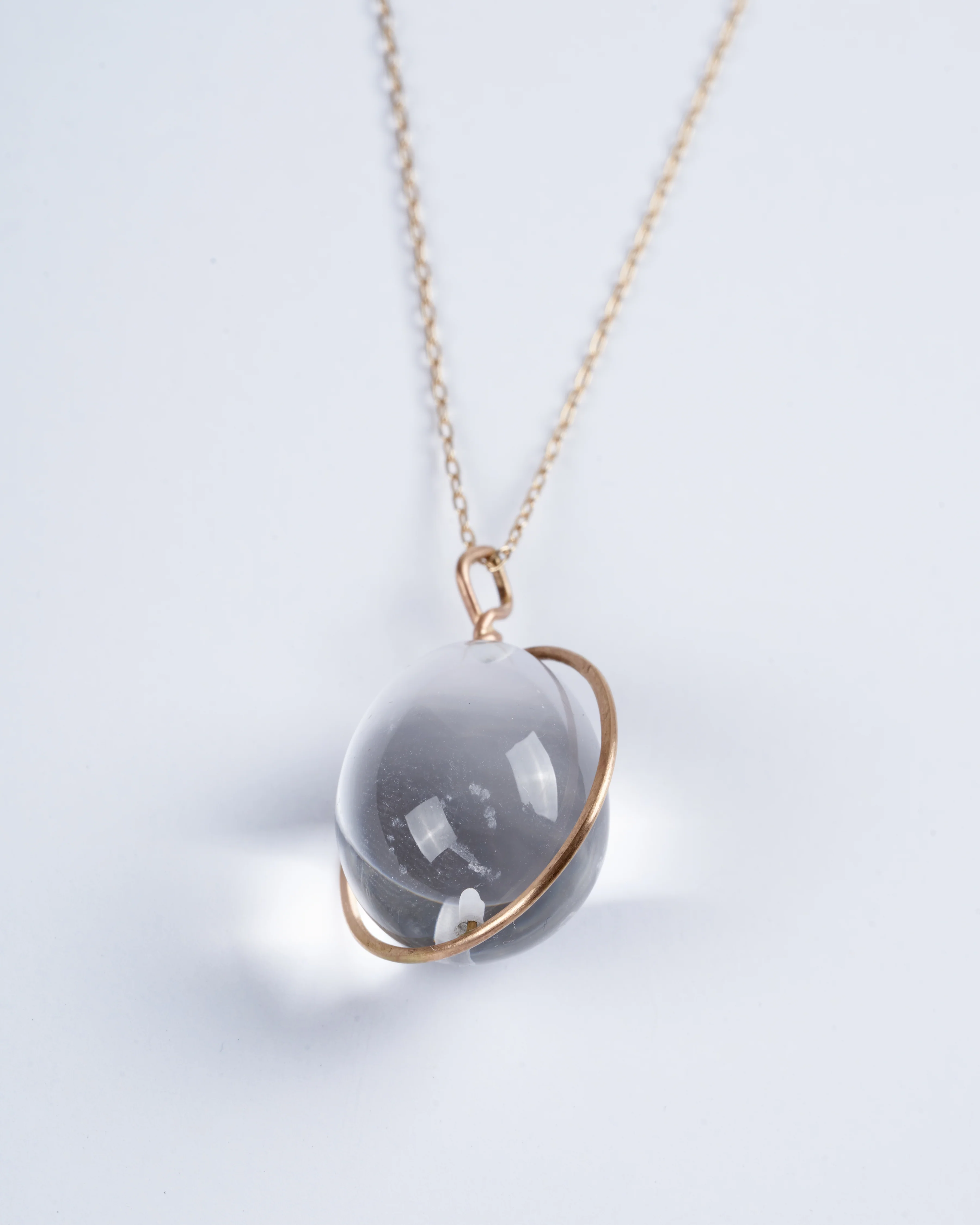 rock crystal sphere w/14k halo setting - gold - Image 2