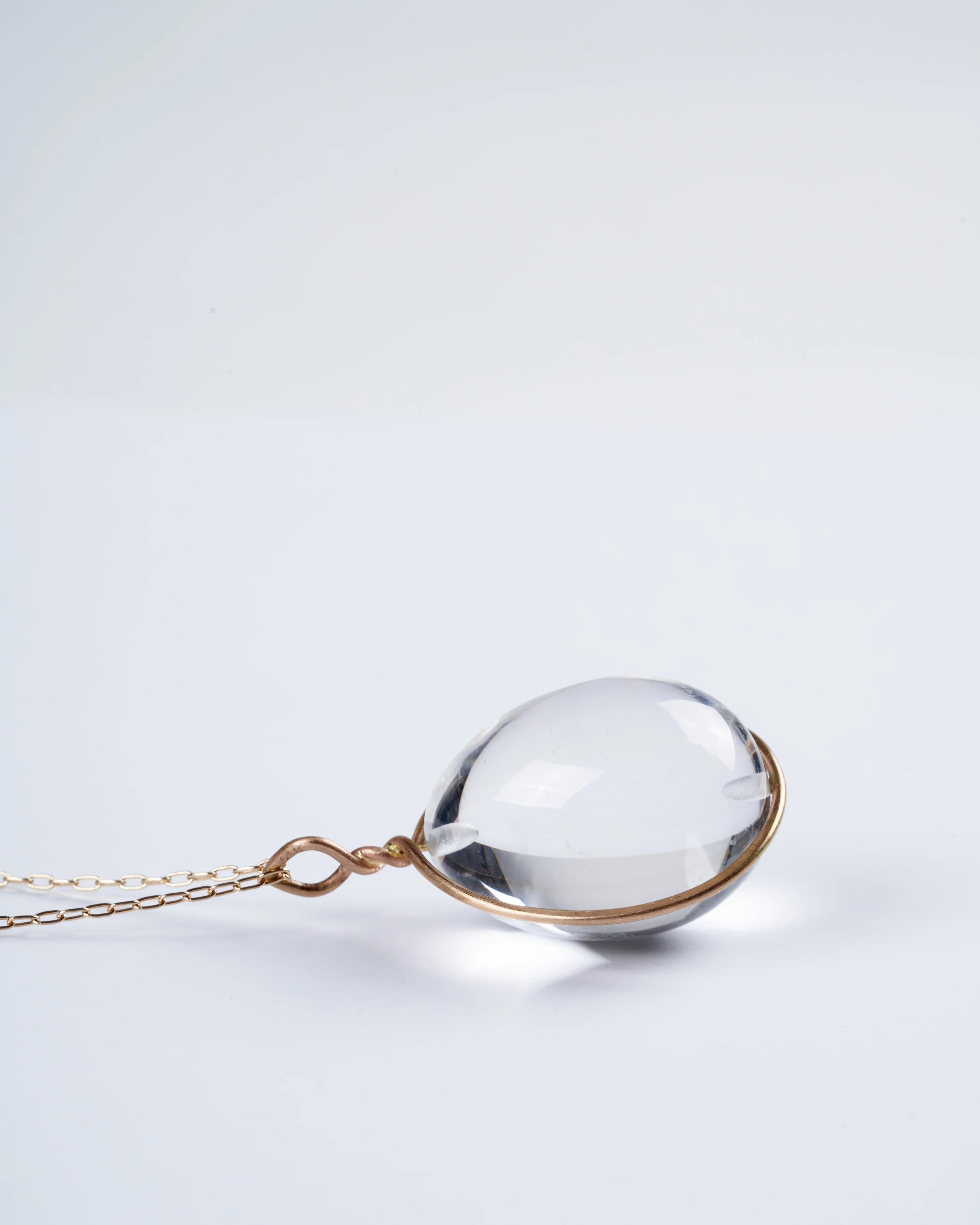 rock crystal sphere w/14k halo setting - gold - Image 3