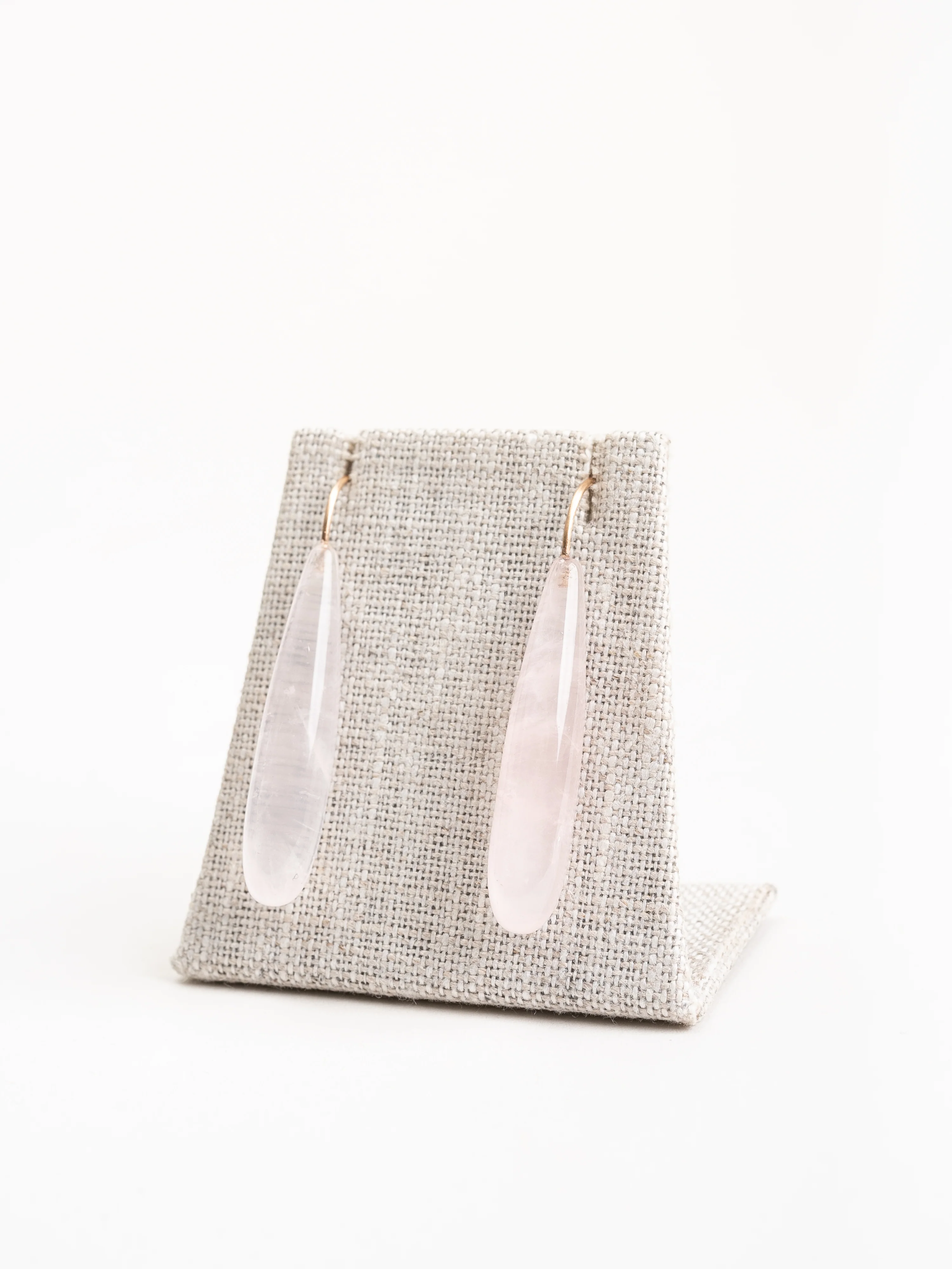 rose quartz teardrop earrings - Image 3