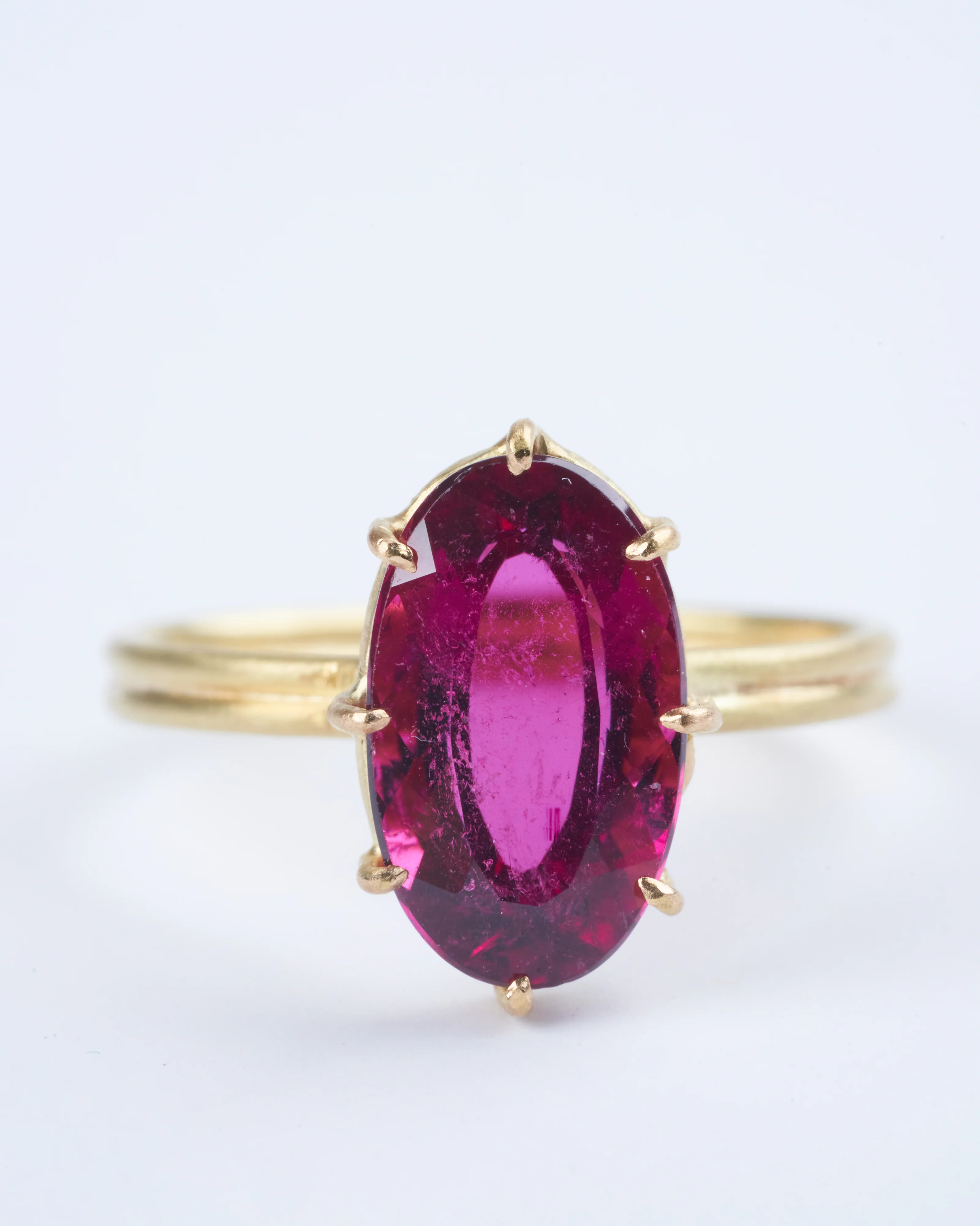 rubellite faceted oval ring - gold/ purple - Image 2