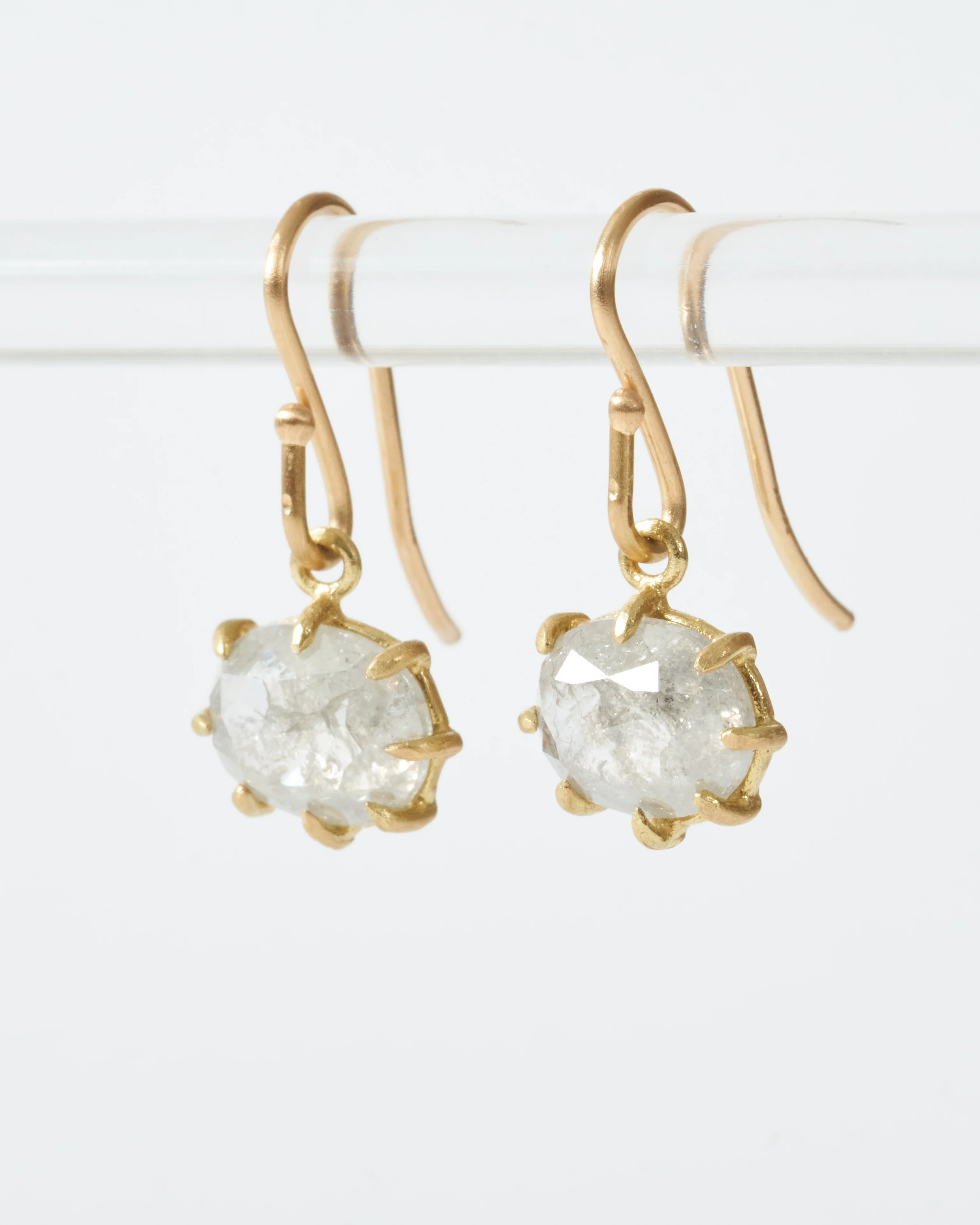 rustic diamond oval drop earrings - Image 3