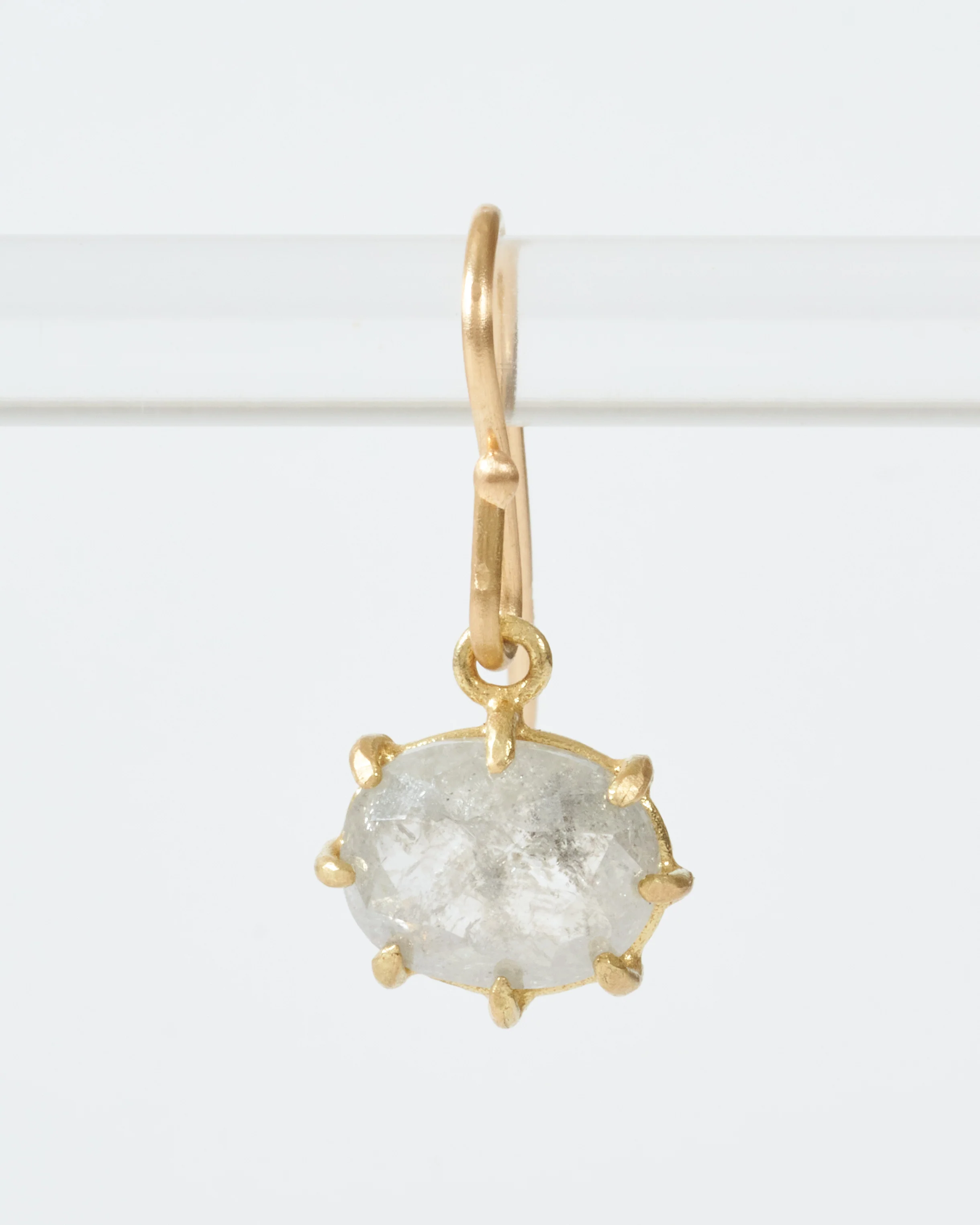 rustic diamond oval drop earrings - Image 4