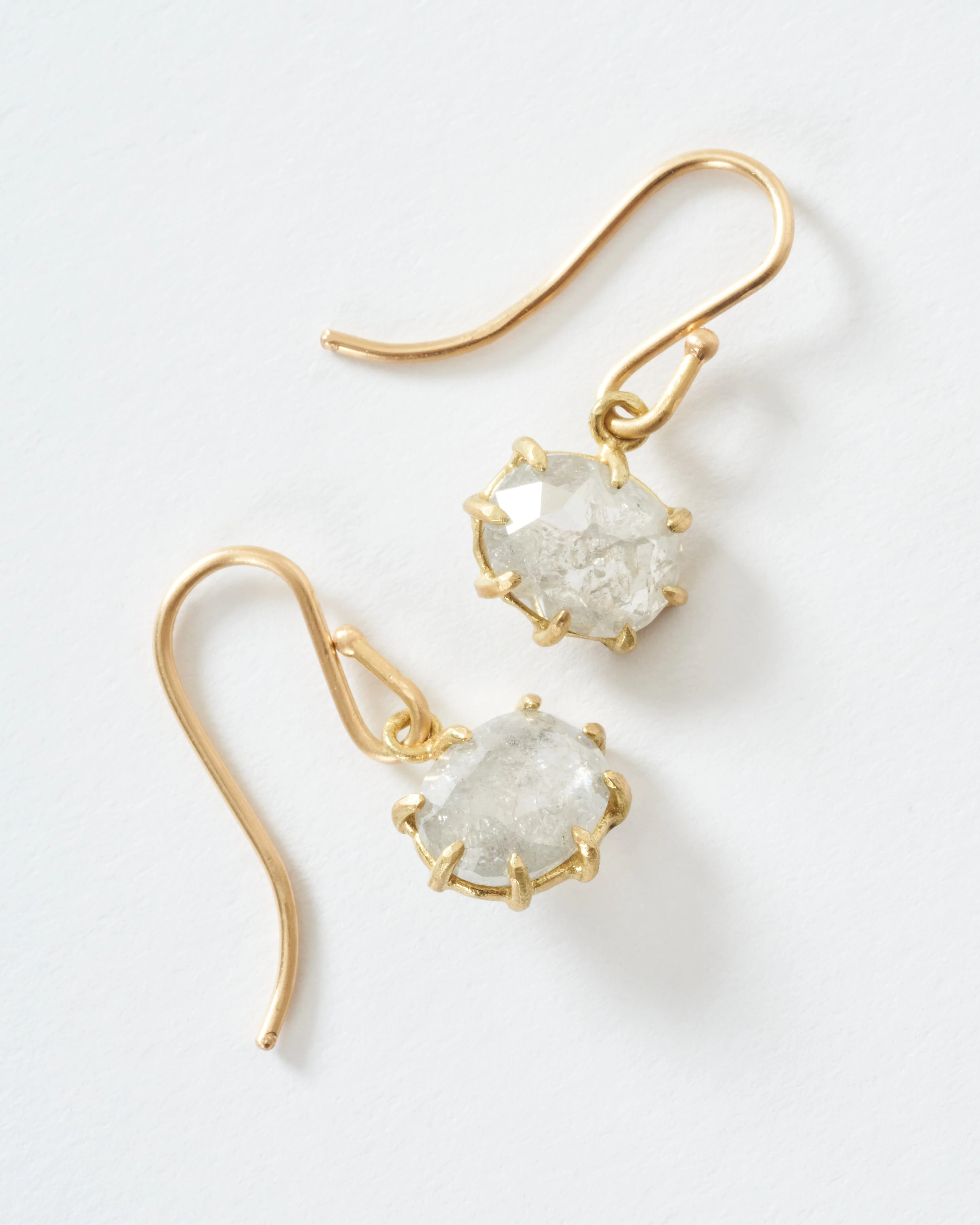 rustic diamond oval drop earrings - Image 5
