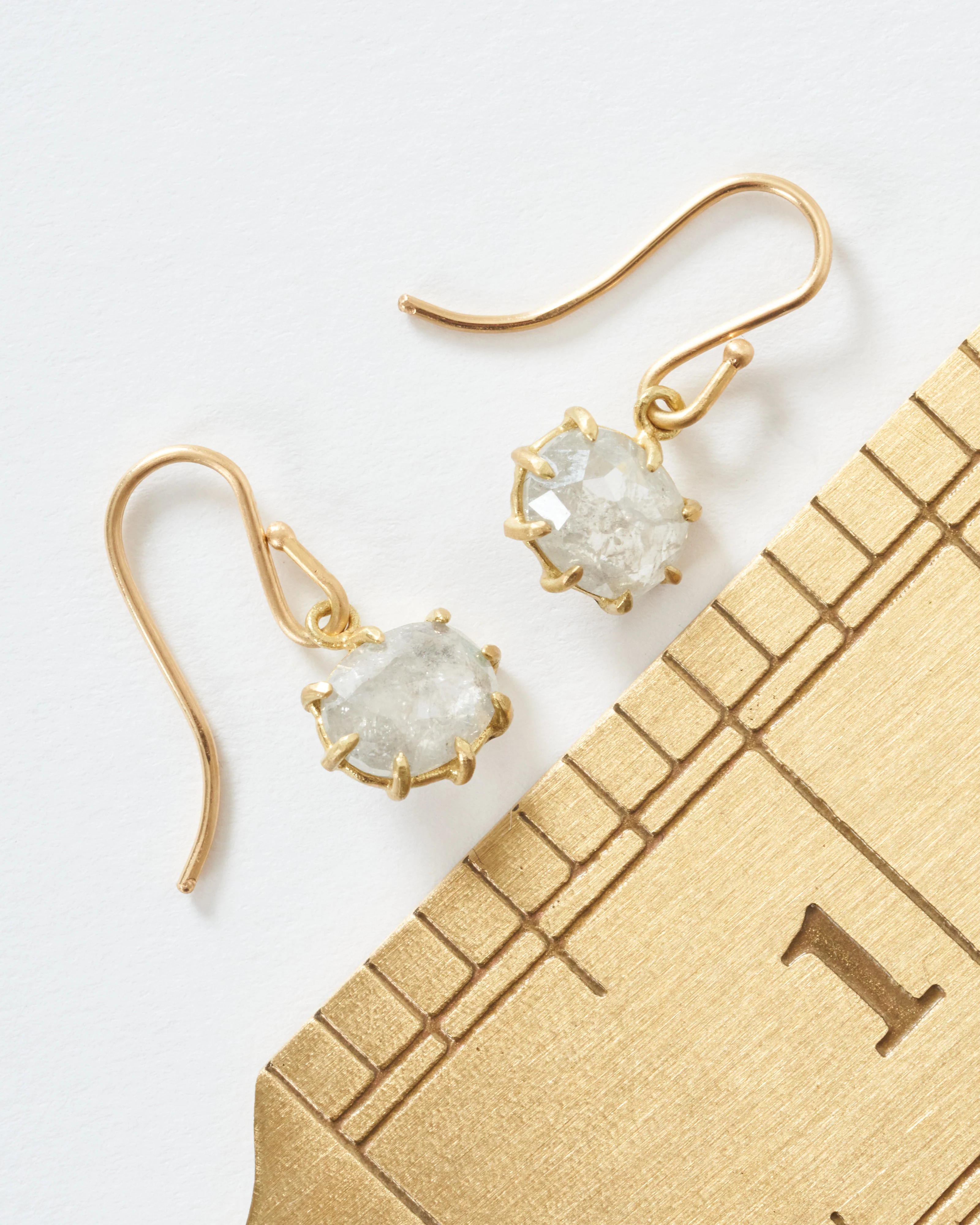 rustic diamond oval drop earrings - Image 6