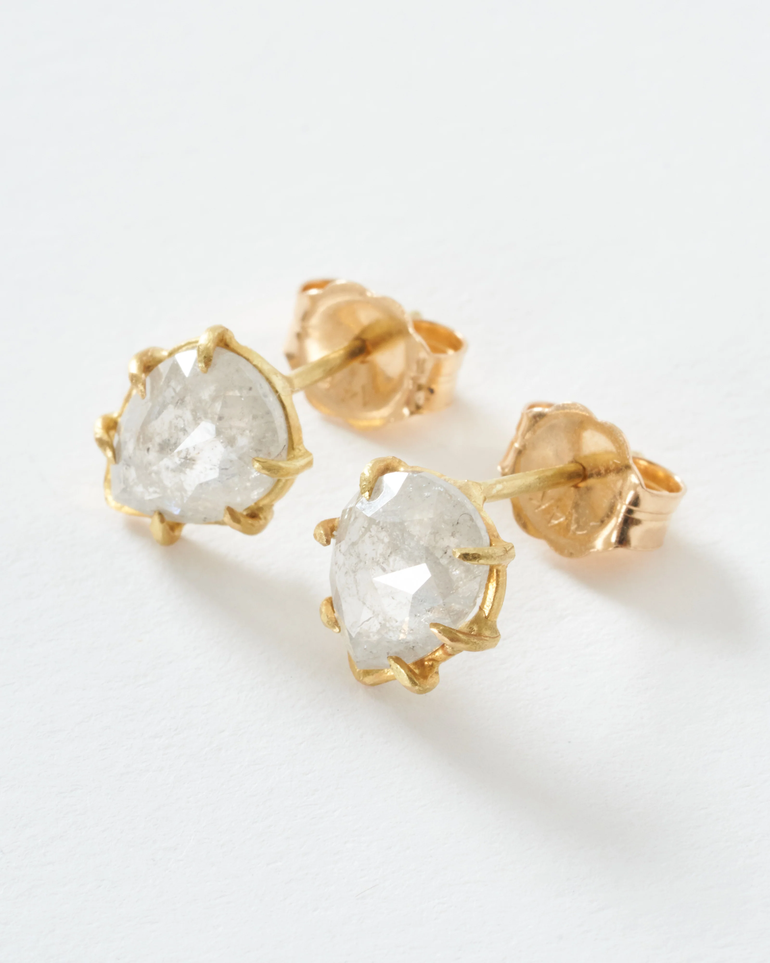 rustic diamond teardrop large stud earrings - Image 3