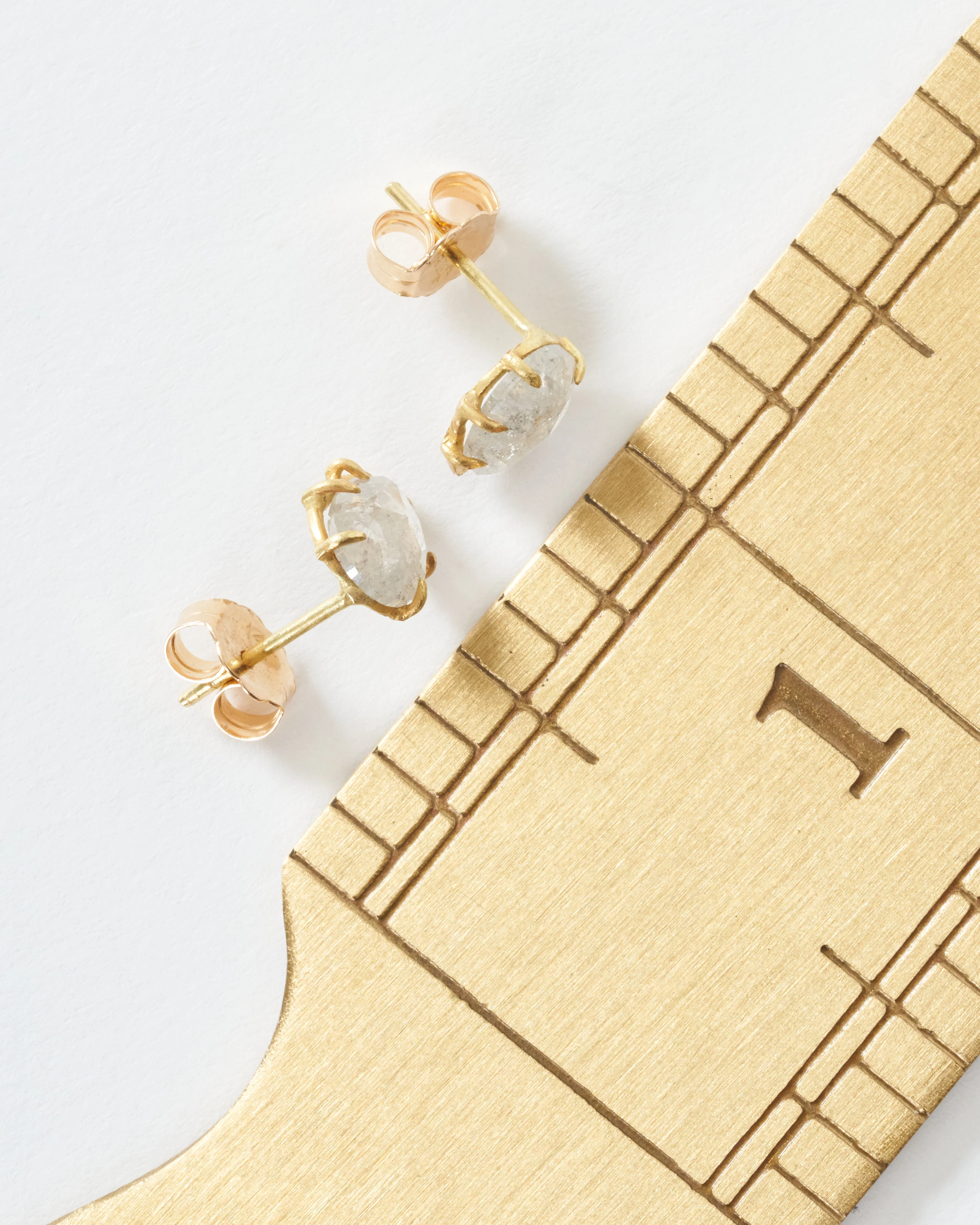 rustic diamond teardrop large stud earrings - Image 4