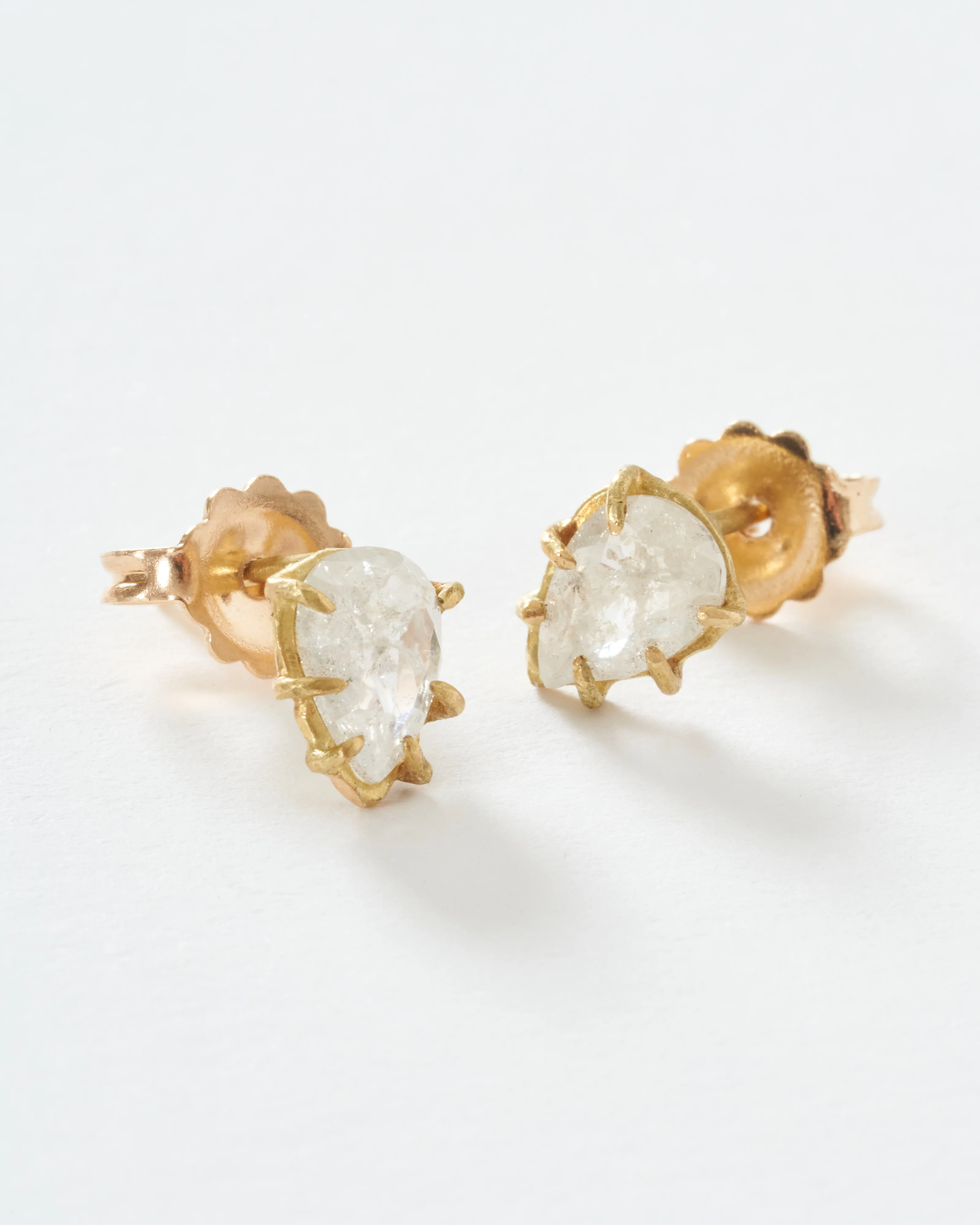 rustic diamond teardrop stud earrings - Image 3