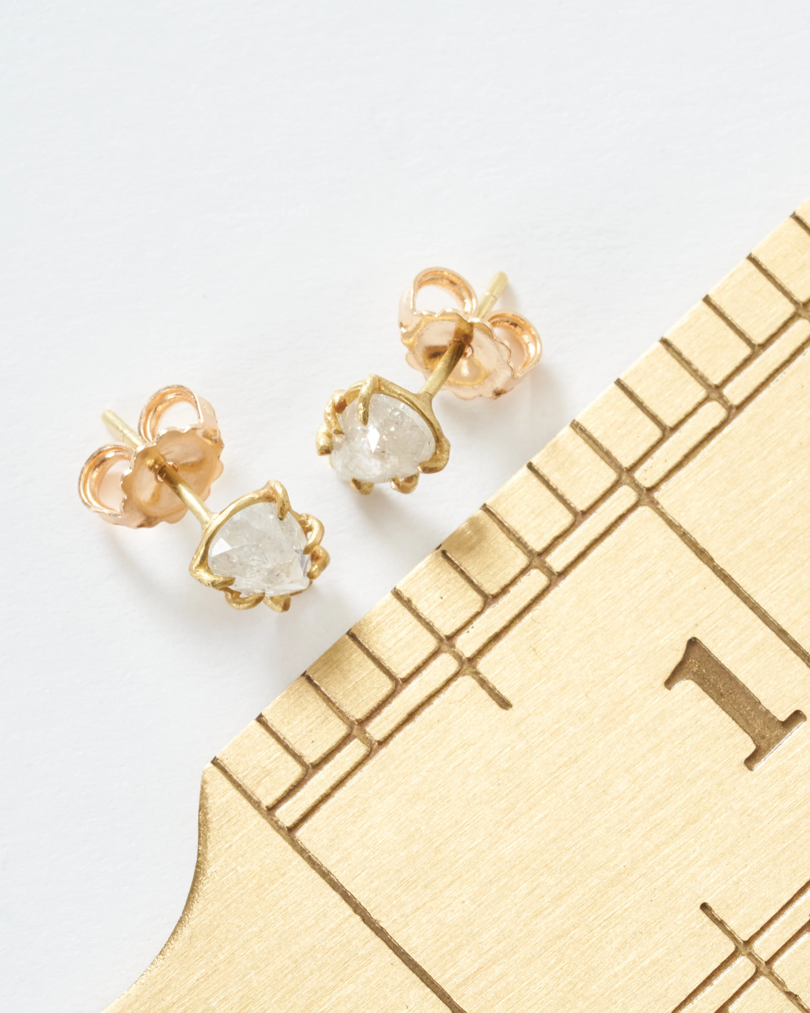 rustic diamond teardrop stud earrings - Image 4