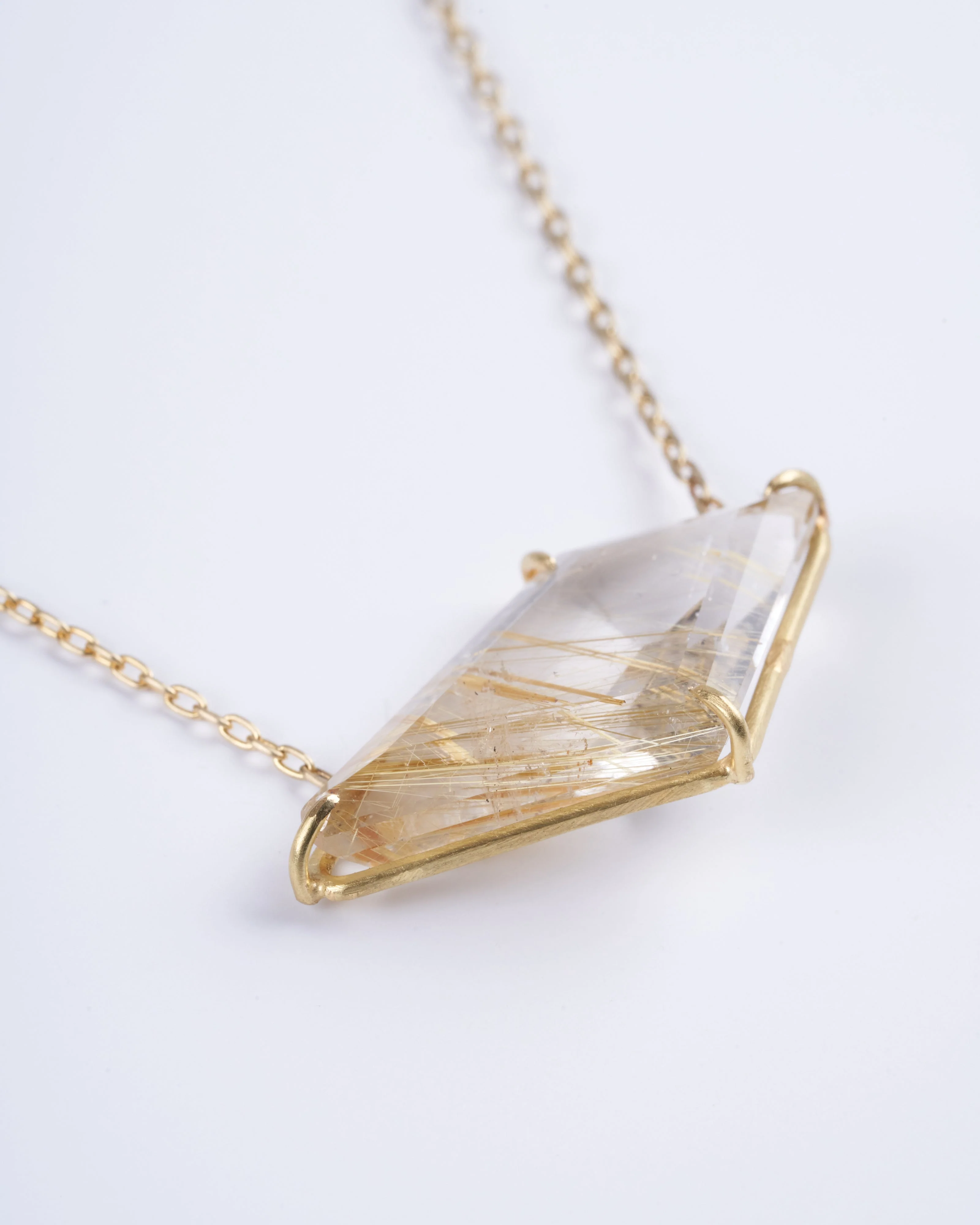 rutilated quartz geometric gemstone necklace - Image 2