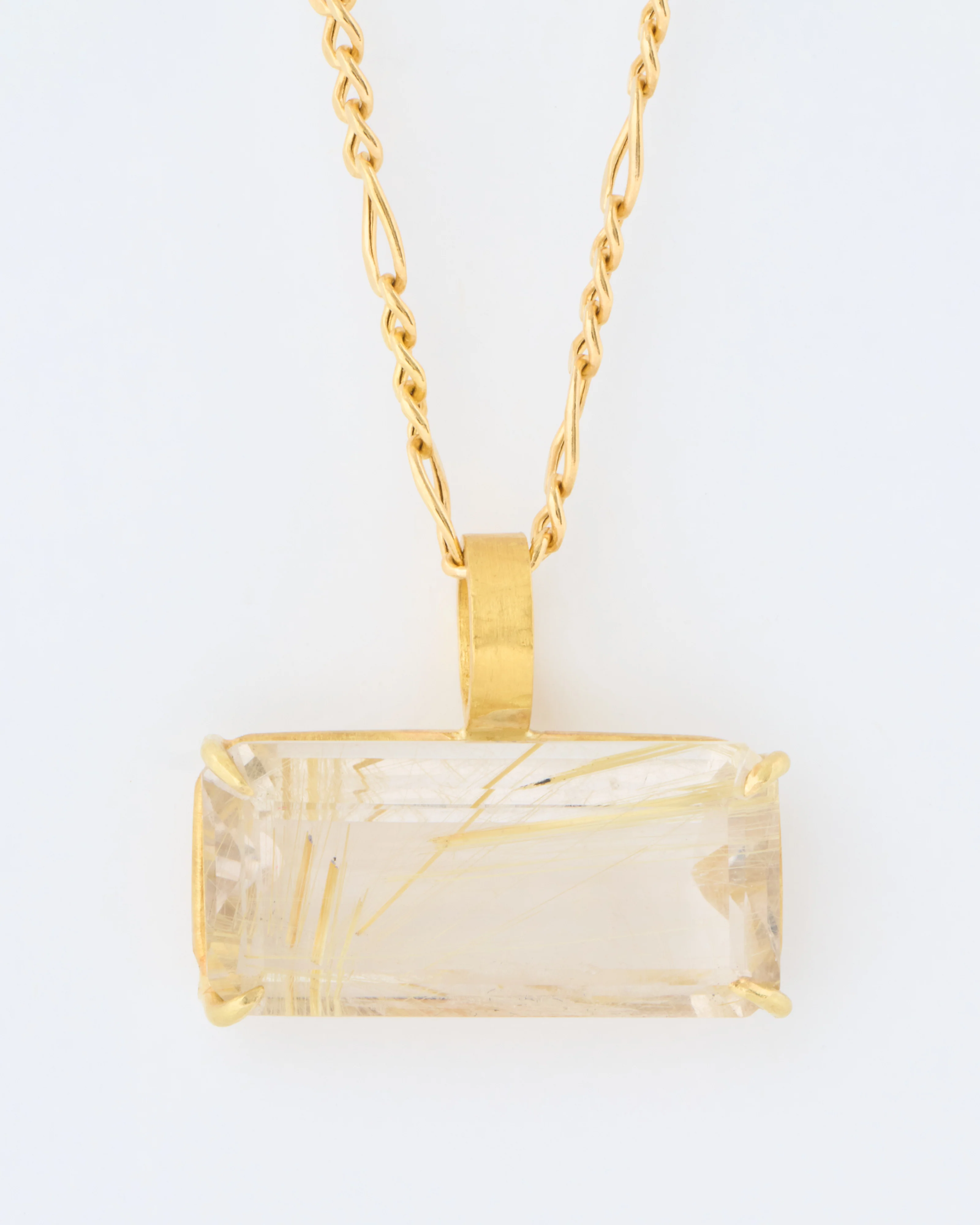 rutile quartz emerald cut pendant - Image 2