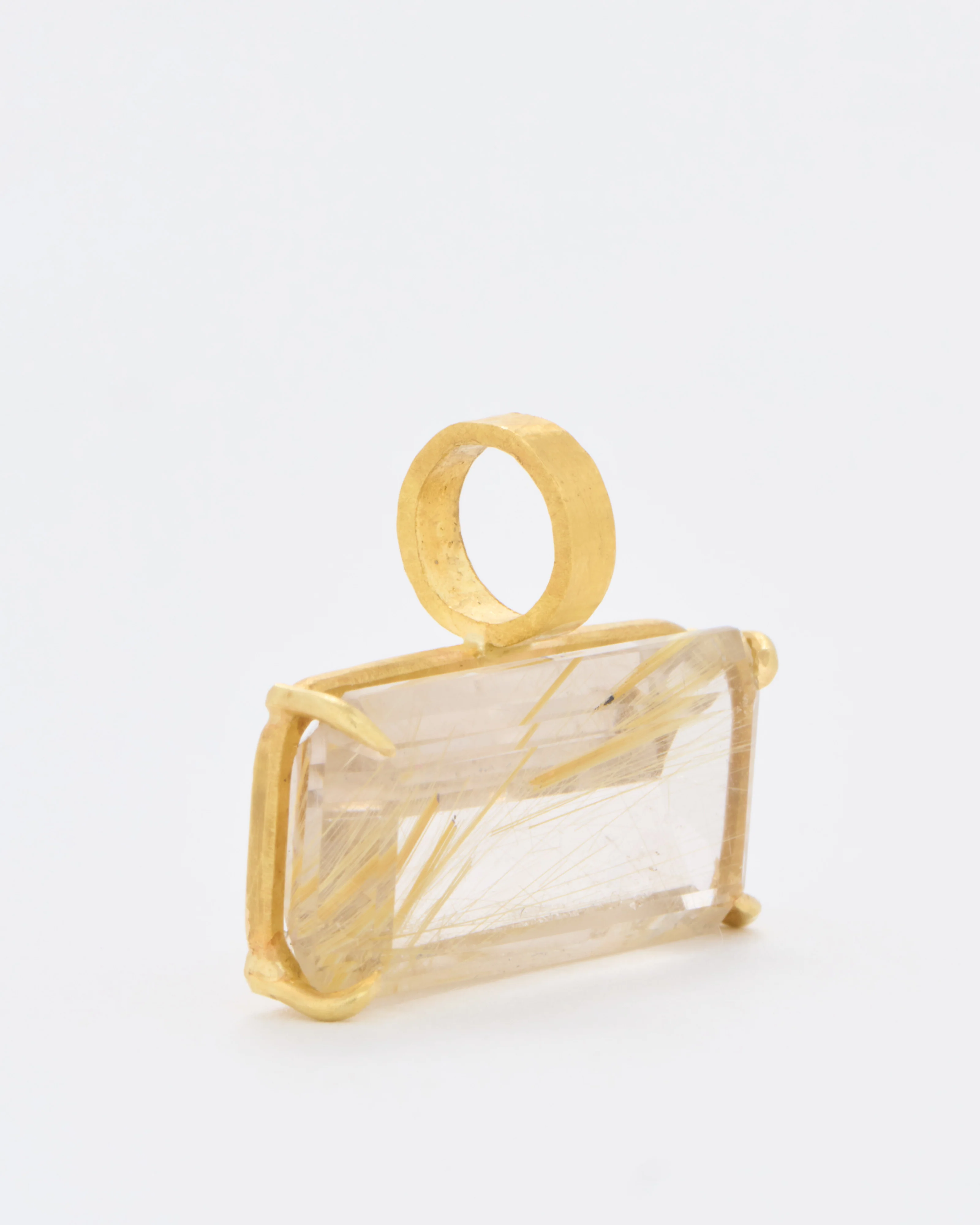 rutile quartz emerald cut pendant - Image 3