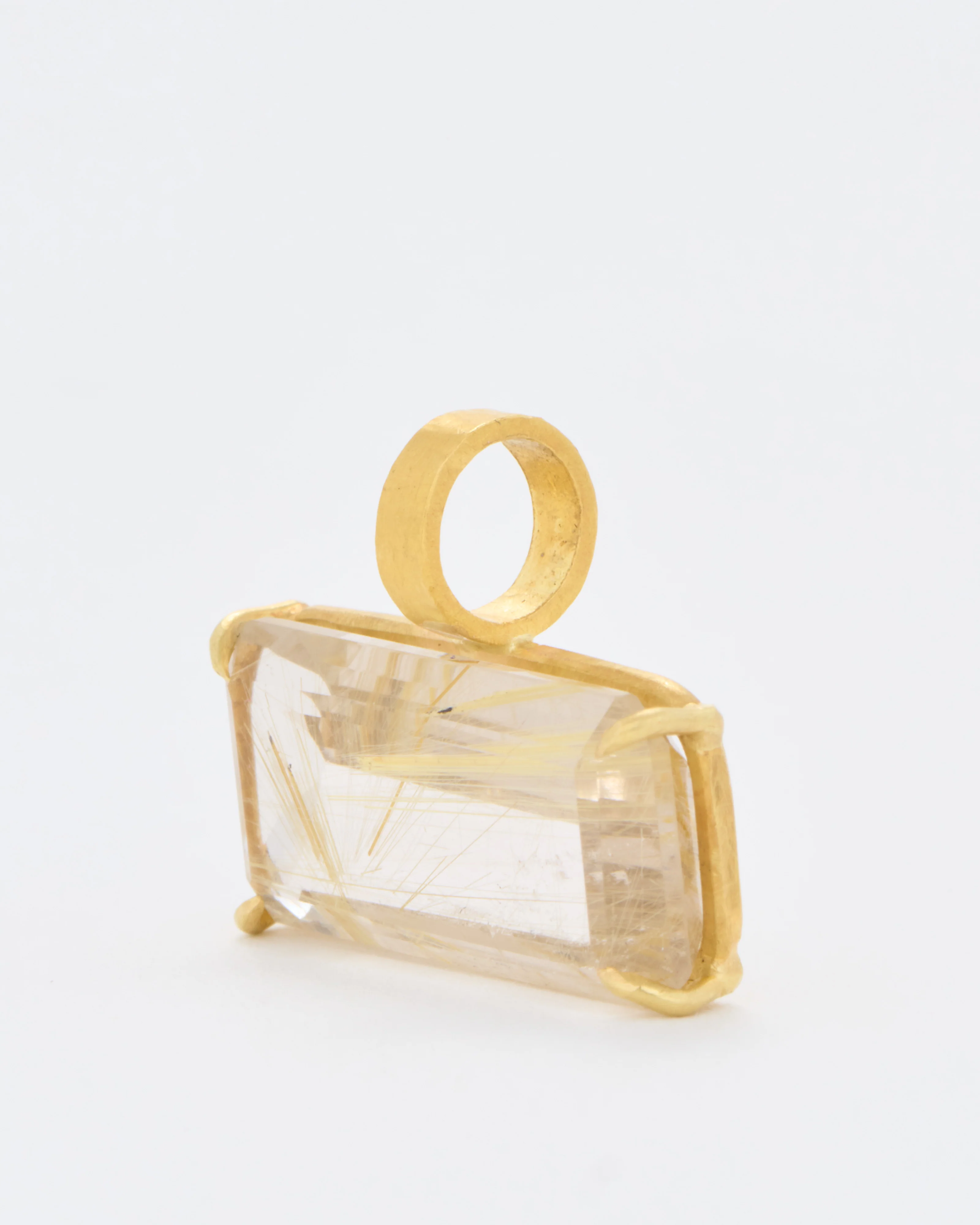 rutile quartz emerald cut pendant - Image 4