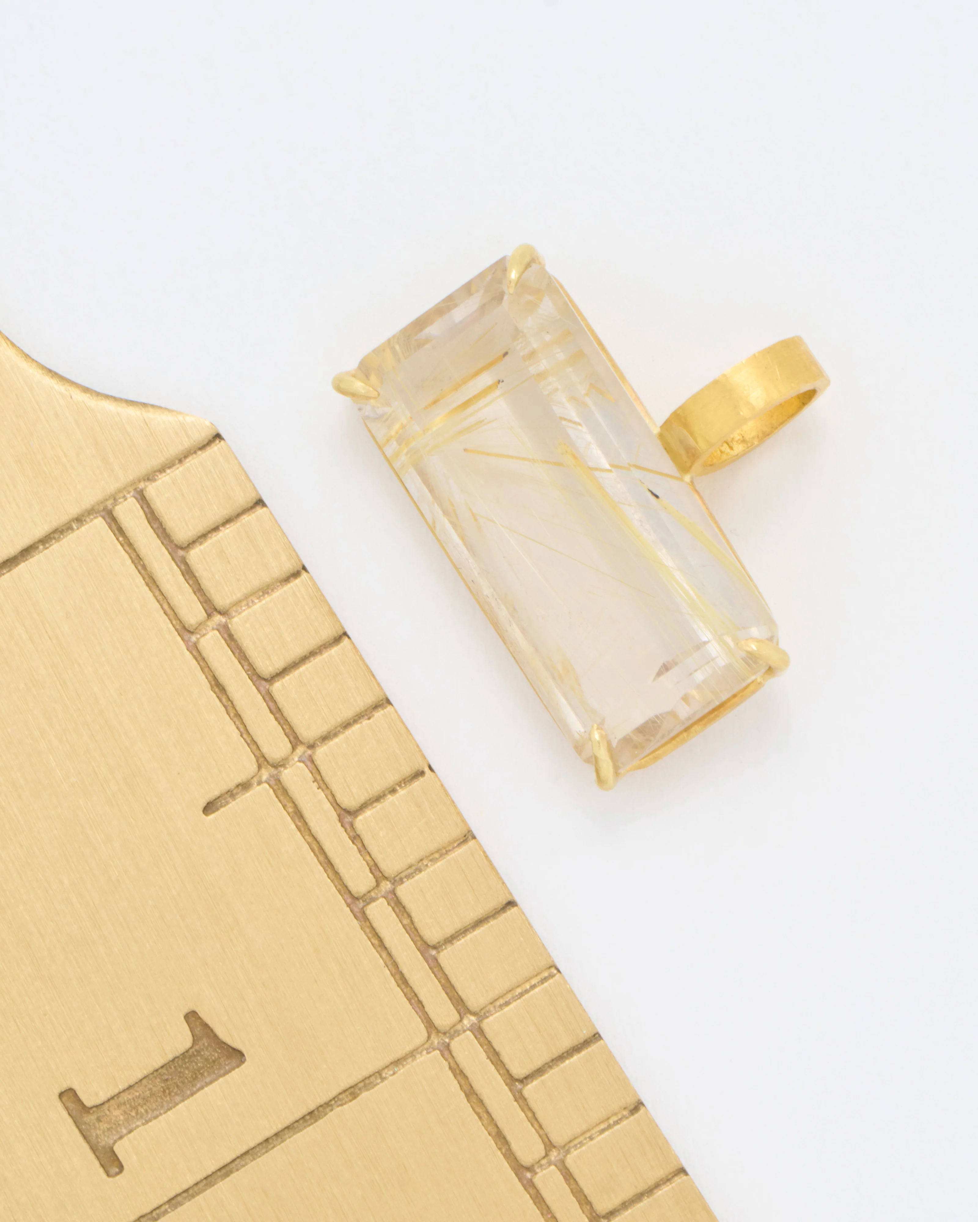 rutile quartz emerald cut pendant - Image 6