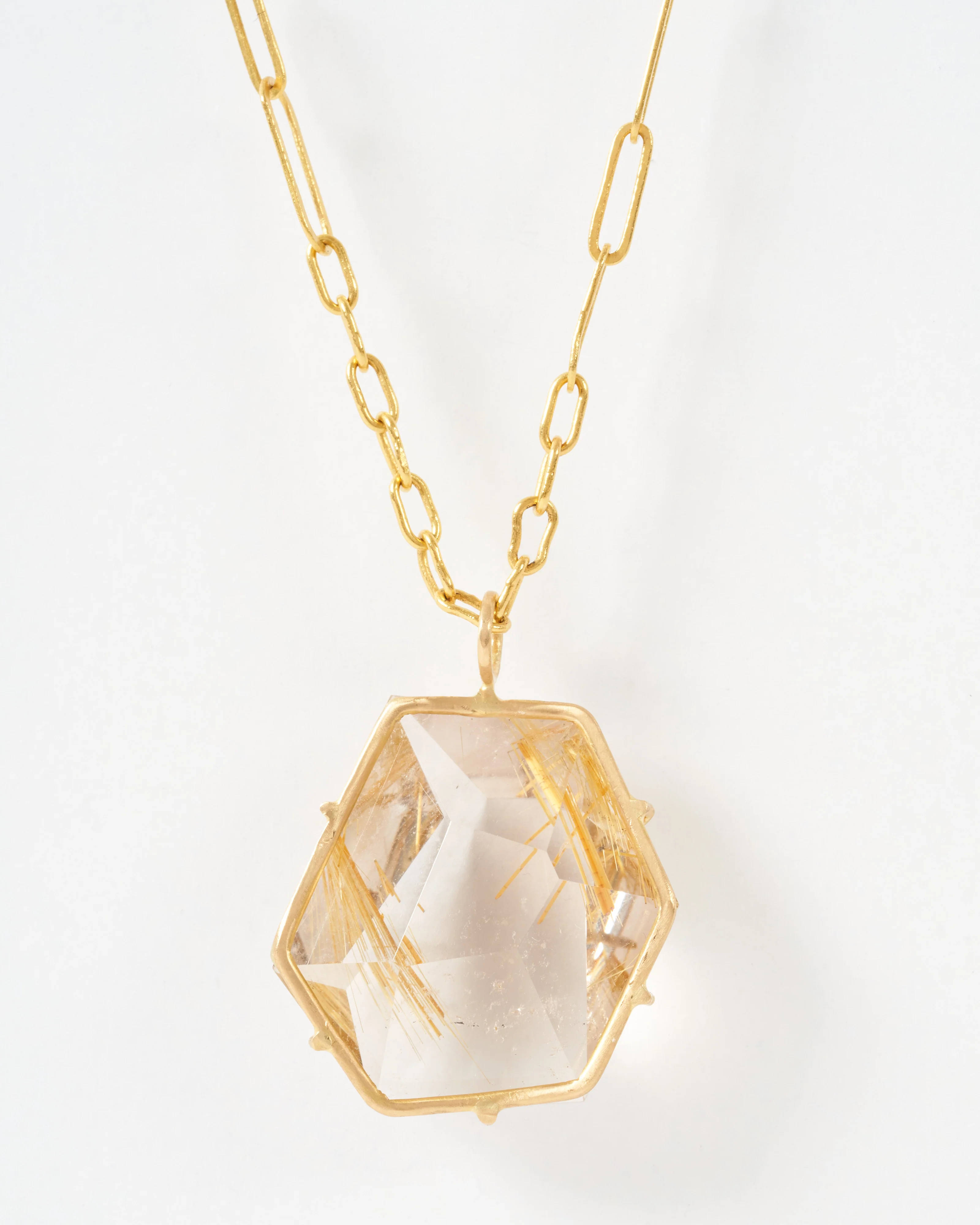 rutile quartz geometric gemstone chain necklace - Image 2