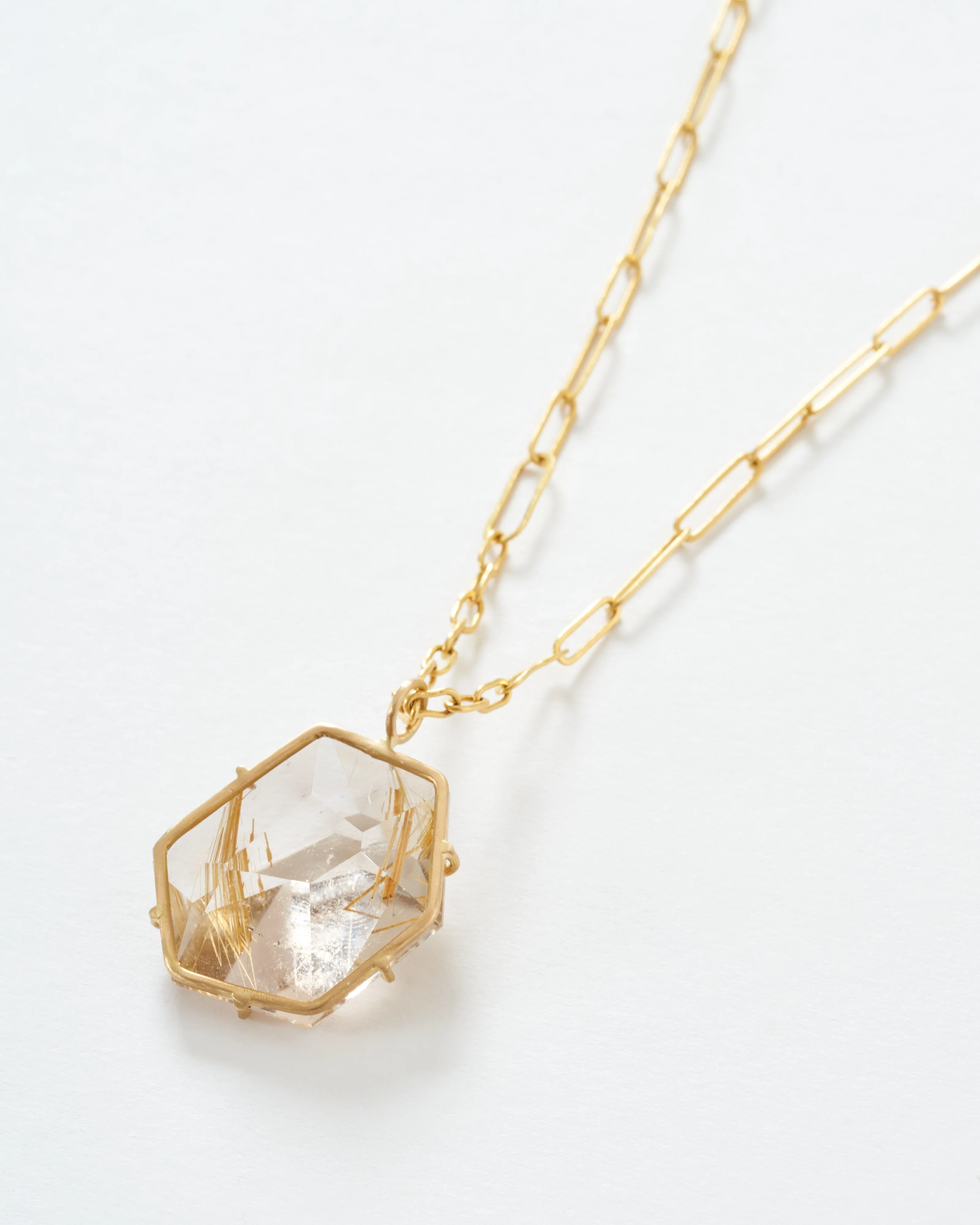 rutile quartz geometric gemstone chain necklace - Image 4