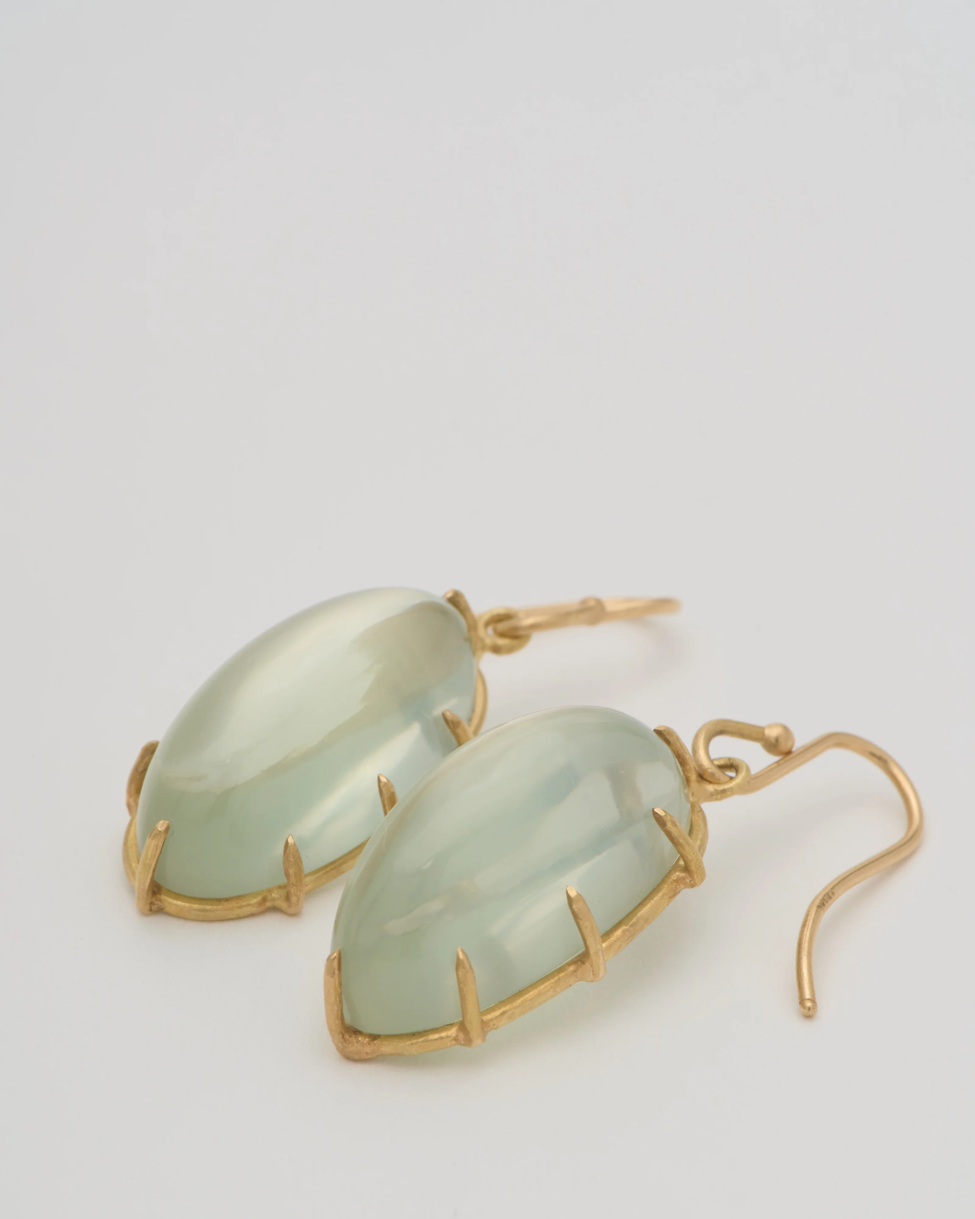 sage moonstone cabochon drop earrings - Image 3