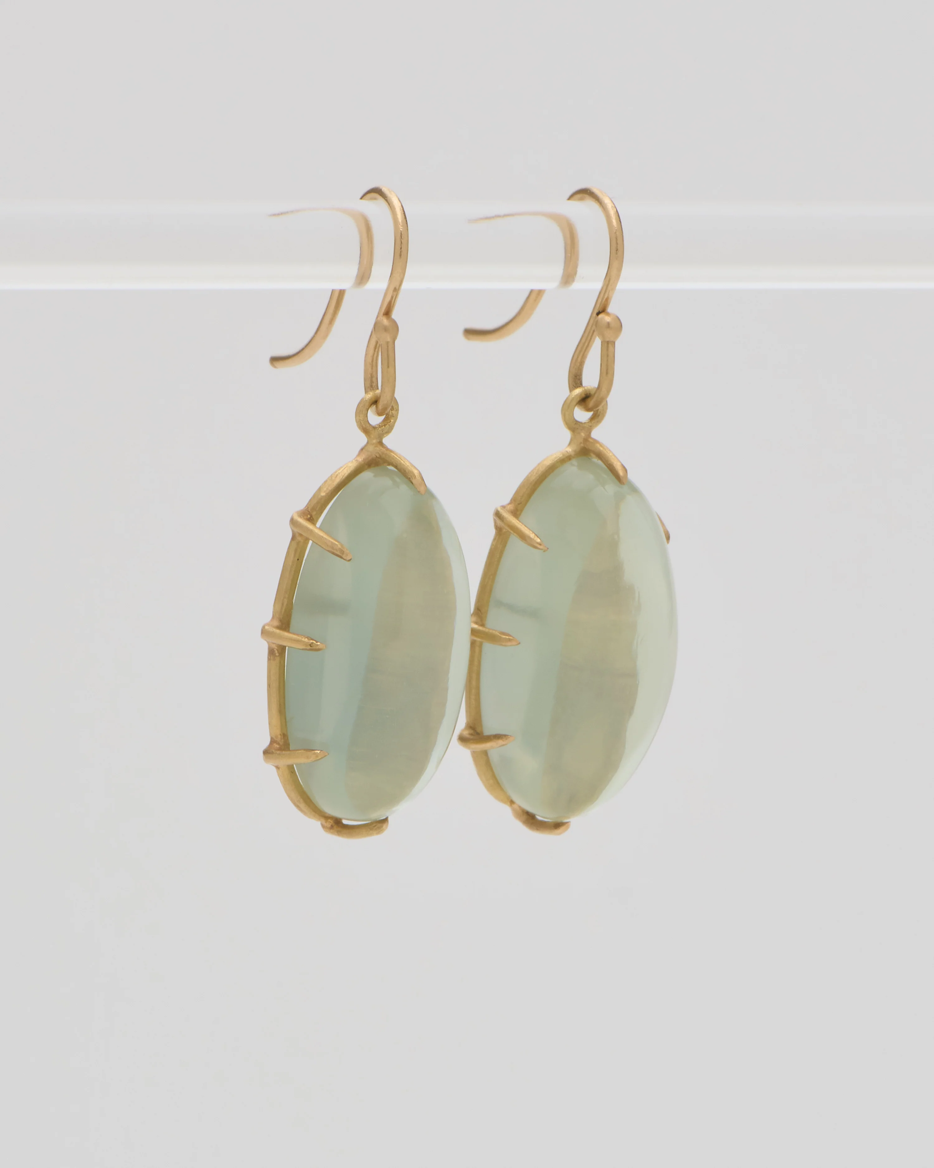 sage moonstone cabochon drop earrings - Image 4